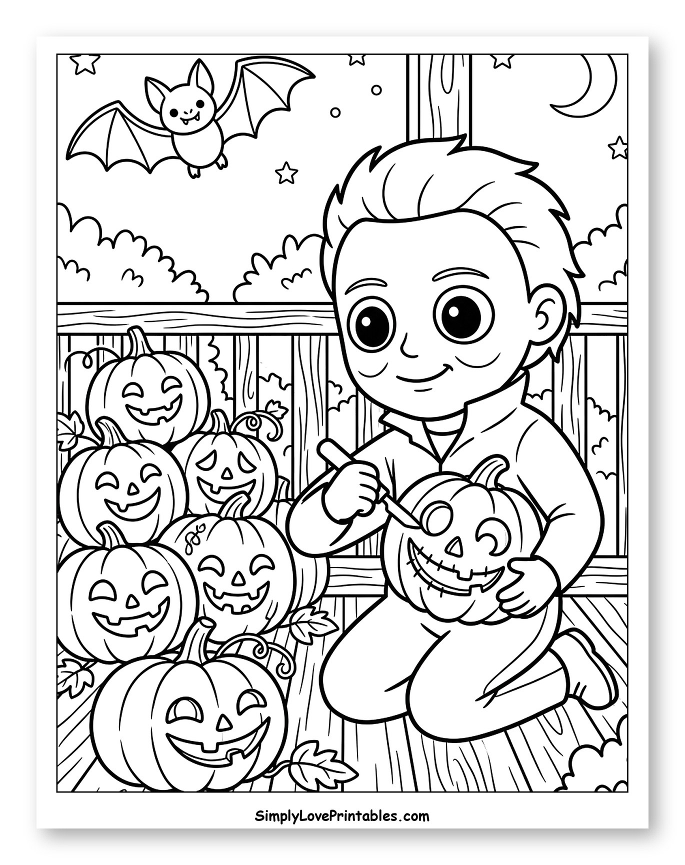 Cute Michael Myers Carving Halloween Pumpkins