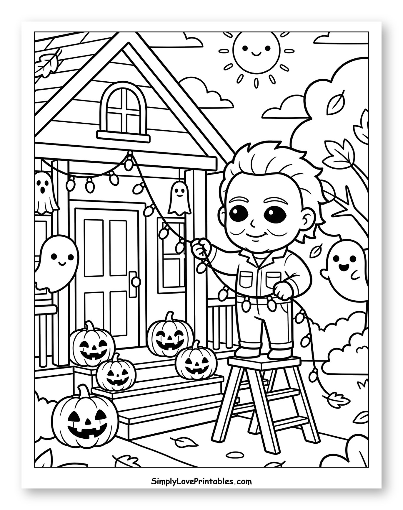 Cute Michael Myers Decorating House for Halloween