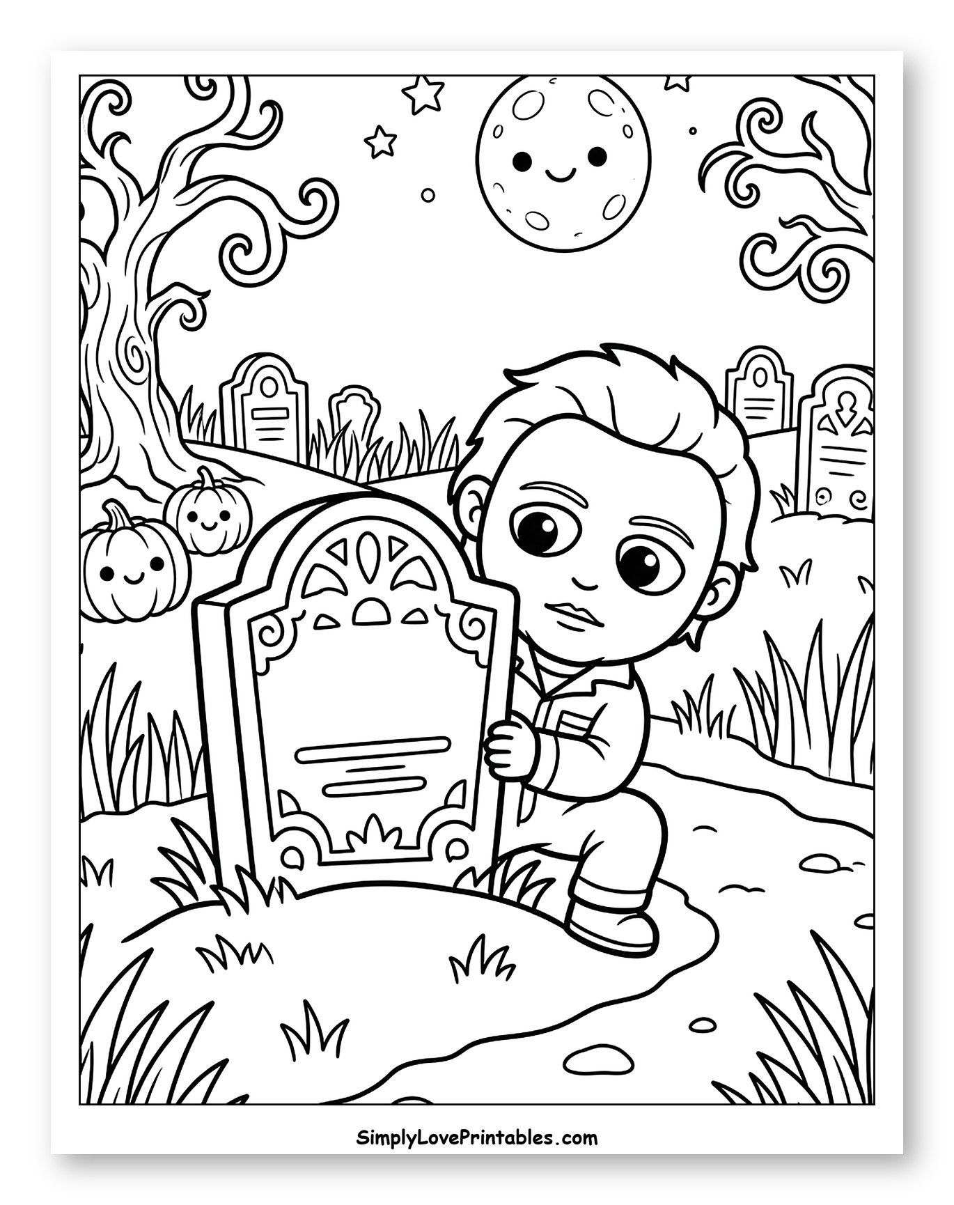 Cute Michael Myers Holding a Tombstone