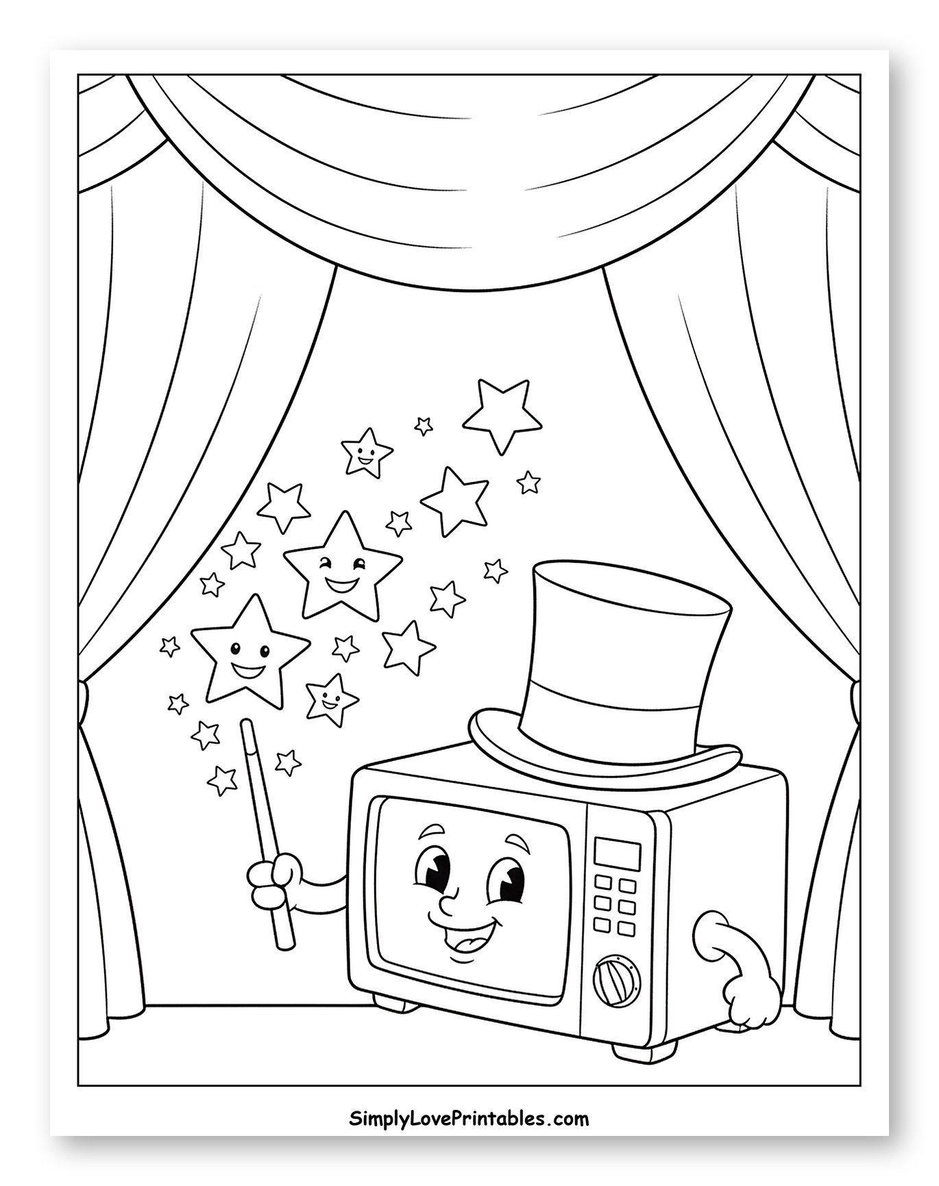 Cute Microwave Magician with Magic Hat and Wand
