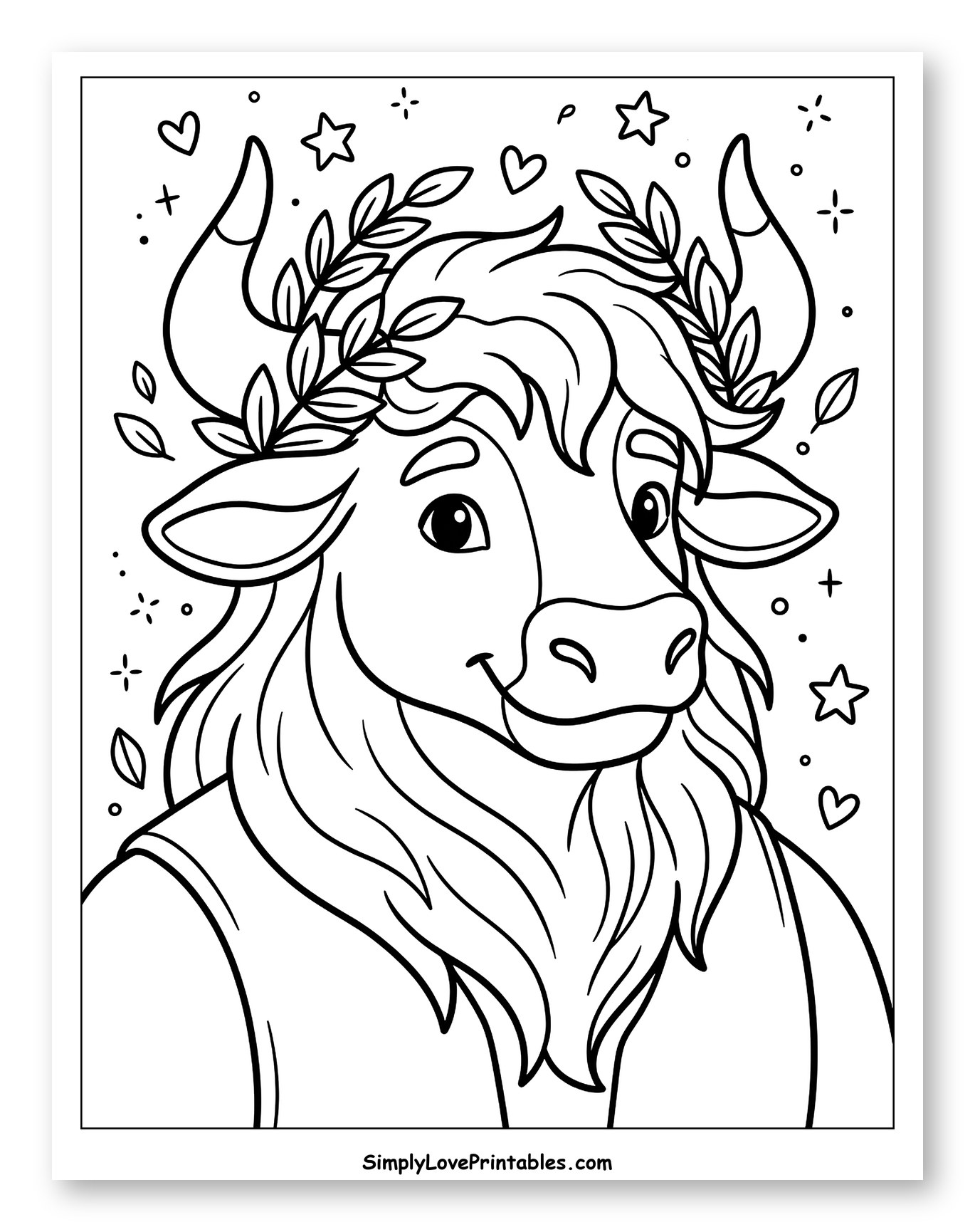 Cute Minotaur Wearing a Leaf Crown