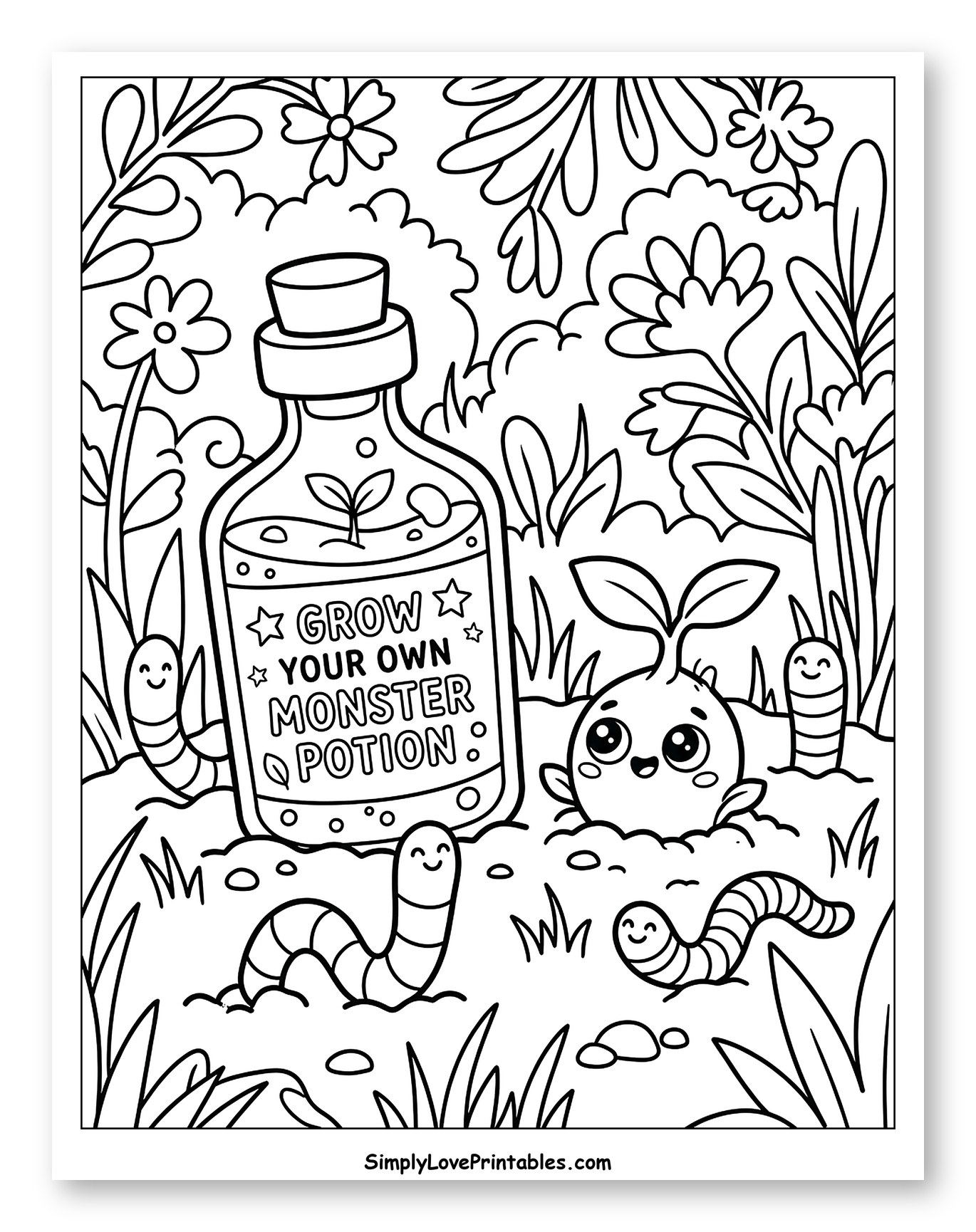 Cute Monster Potion Bottle in Garden