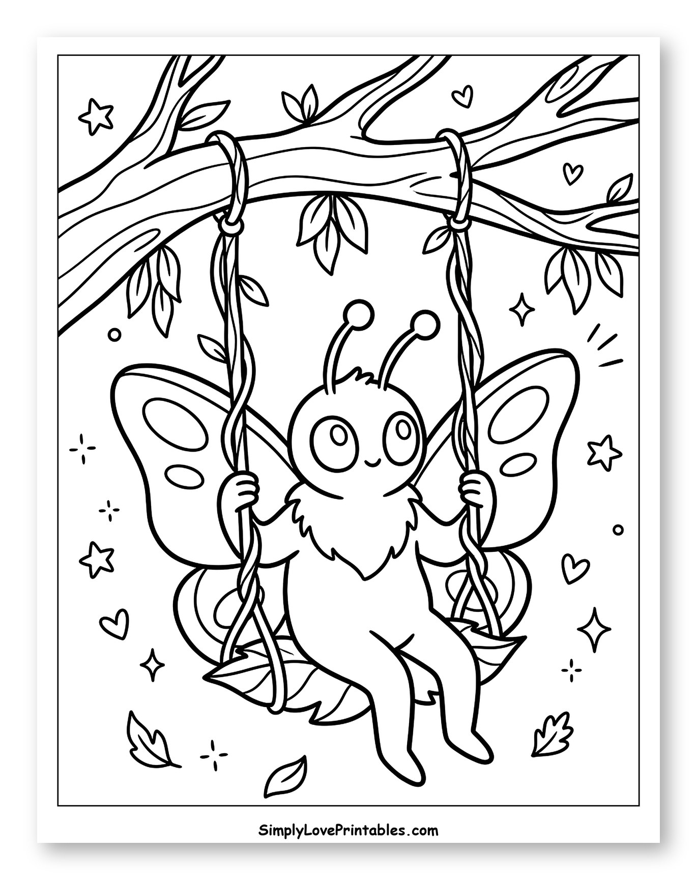 Cute Moth on a Leaf Swing