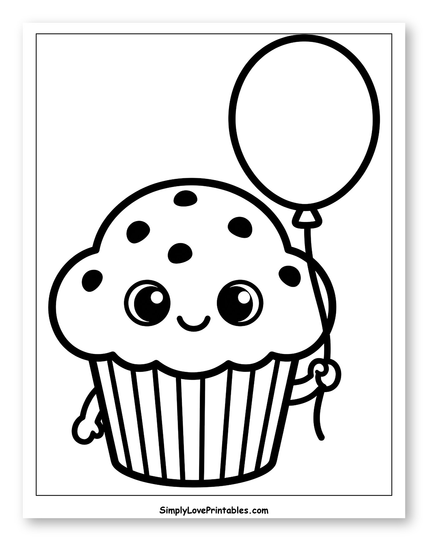 Cute Muffin Holding a Balloon