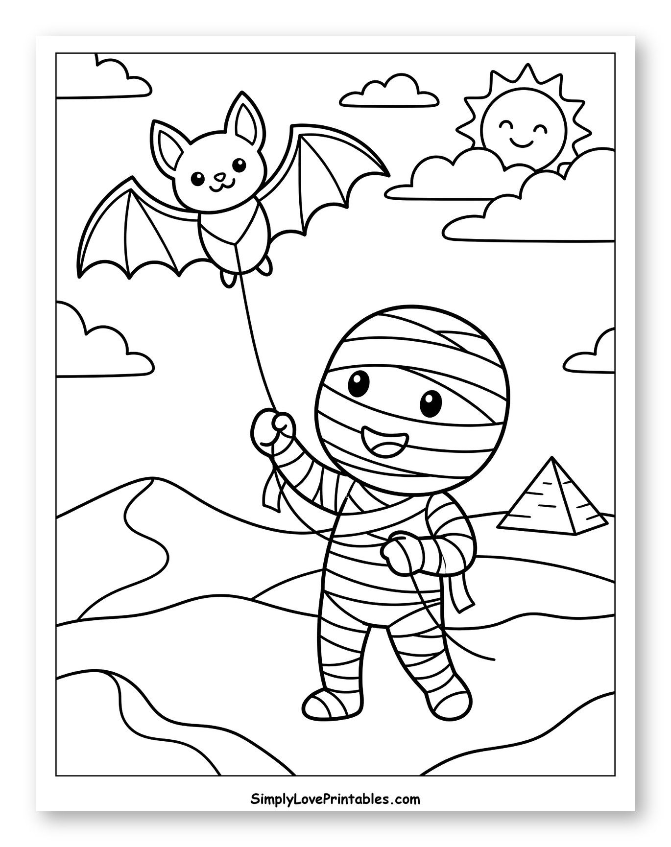 Cute Mummy Flying a Bat Kite