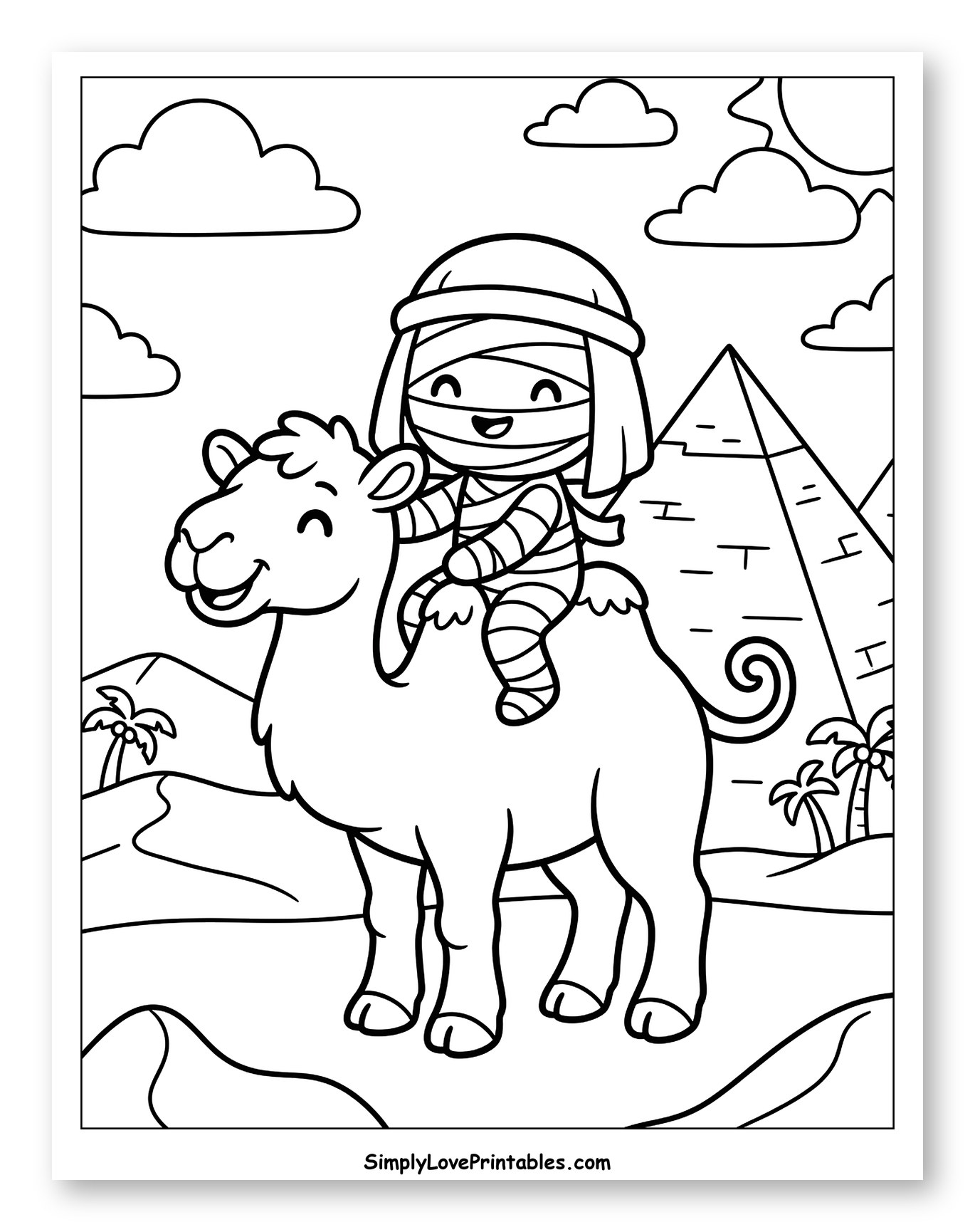 Cute Mummy Riding a Camel in Desert