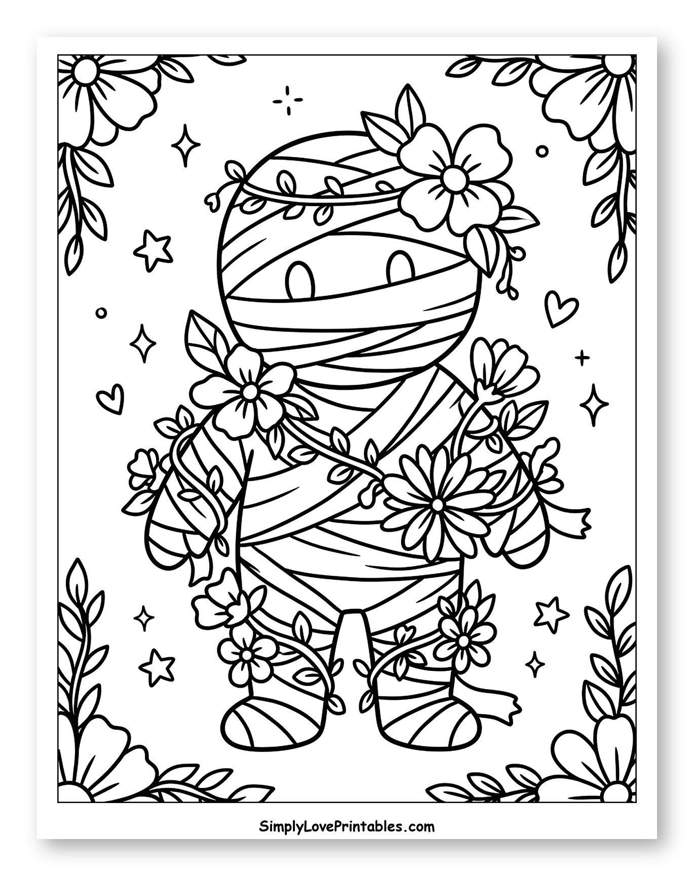 Cute Mummy with Flowers and Vines