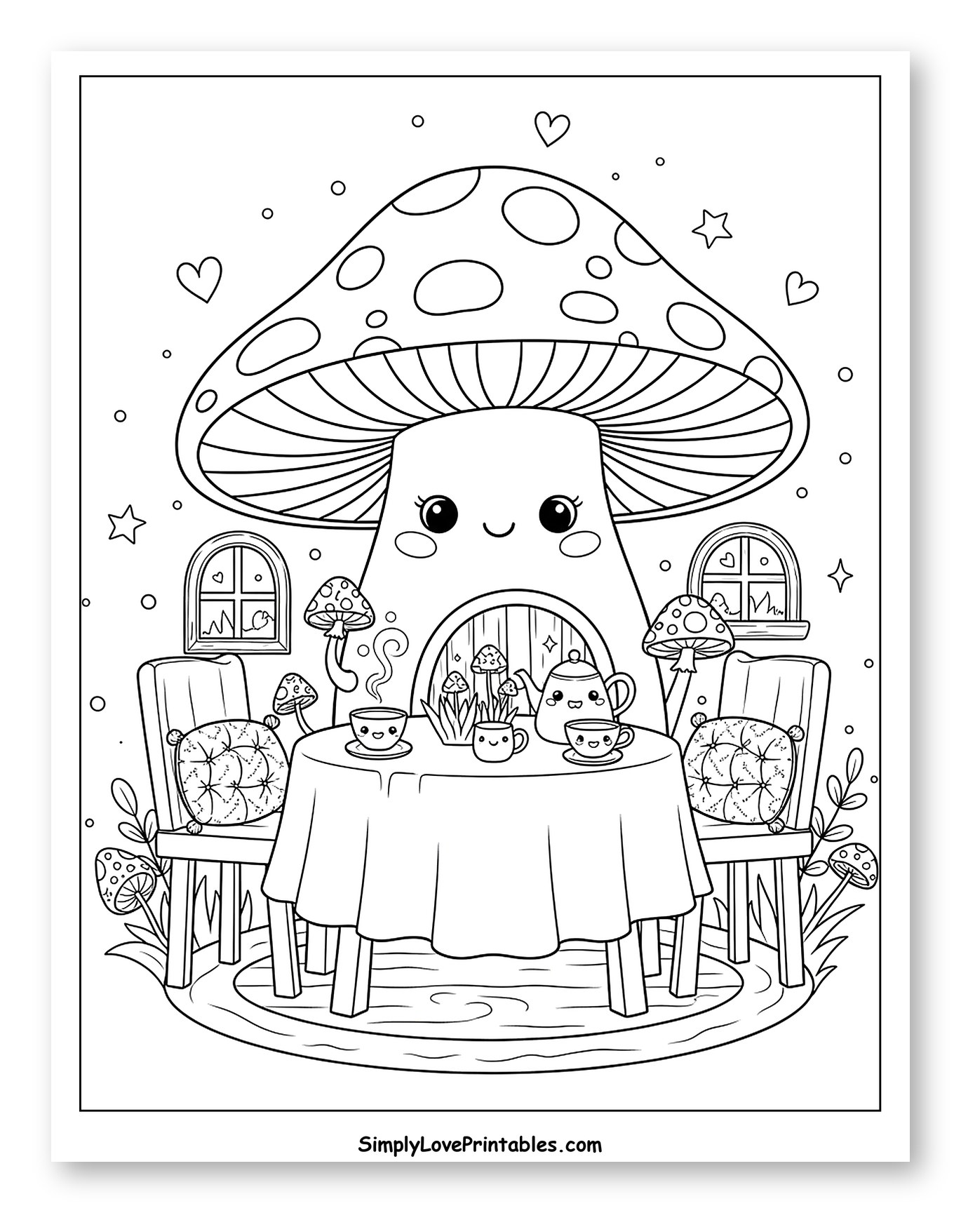 Cute Mushroom House Tea Party