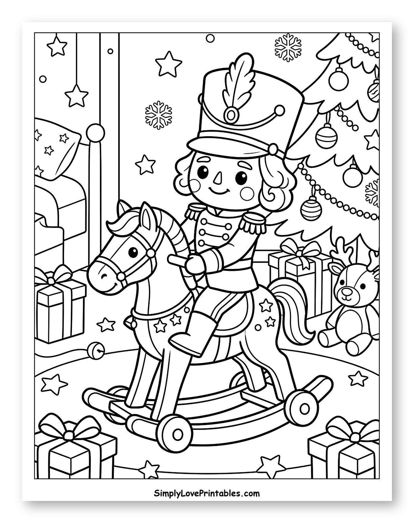 Cute Nutcracker Riding a Wooden Rocking Horse