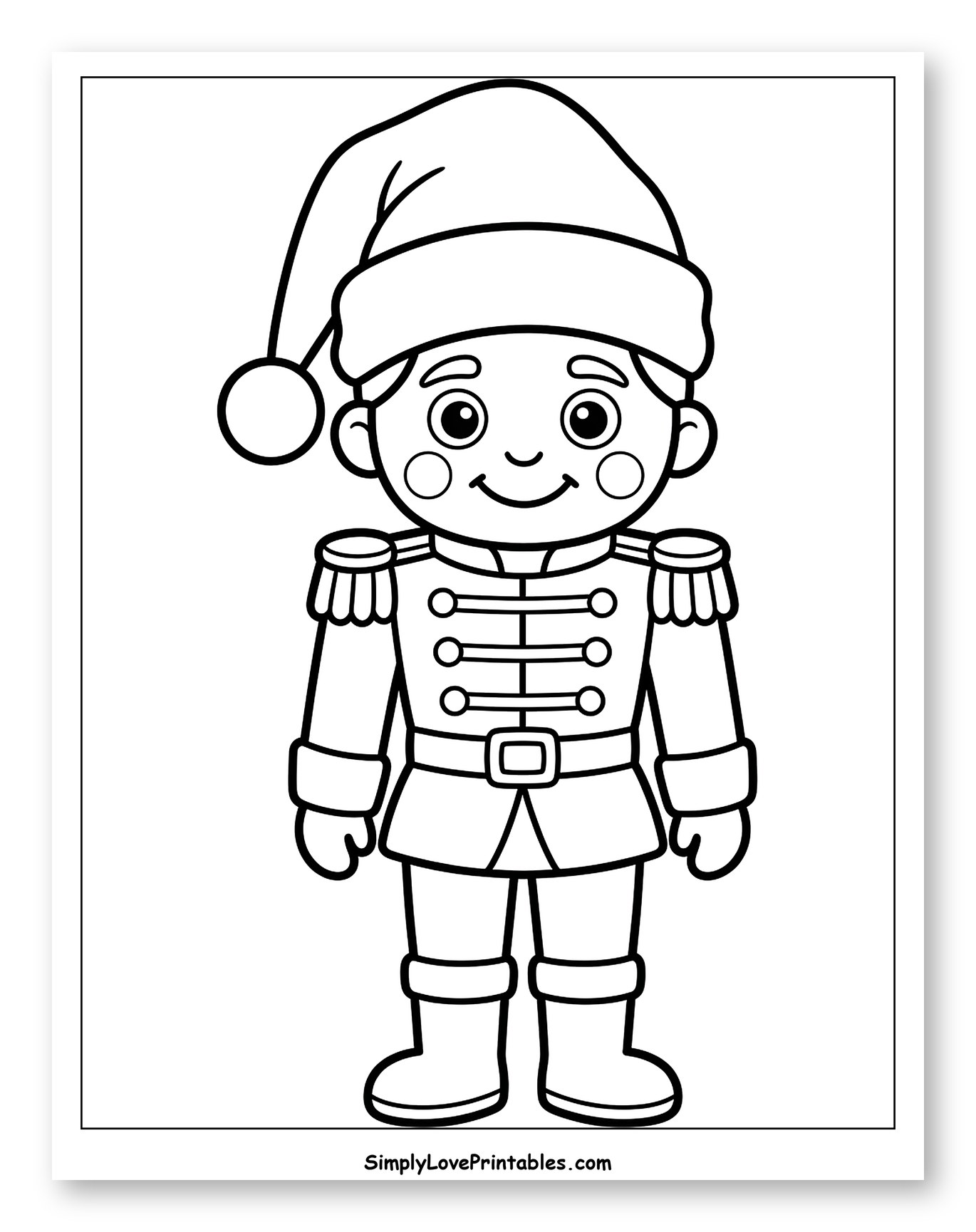 Cute Nutcracker Soldier in a Festive Hat Coloring Sheet for Toddlers