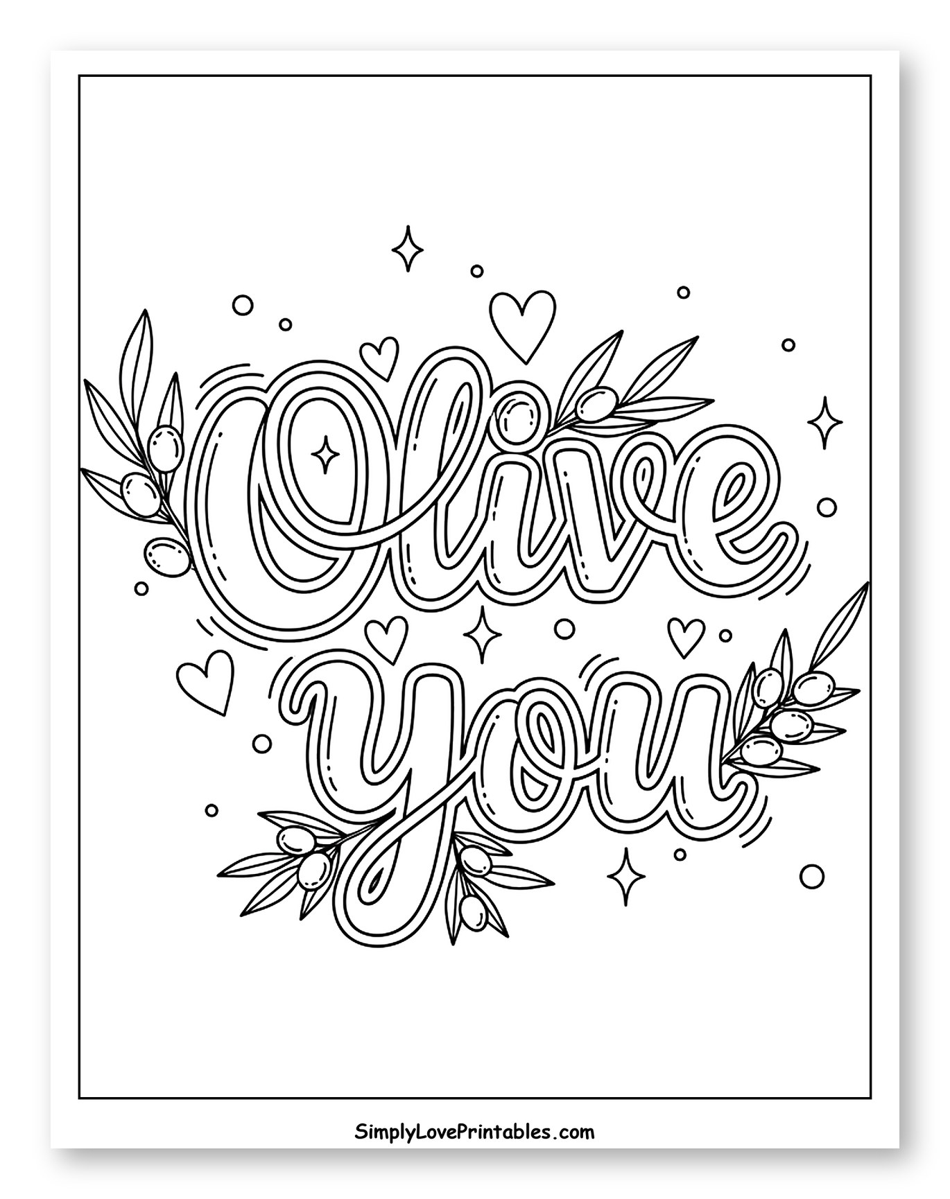 Cute Olive You Message with Olives