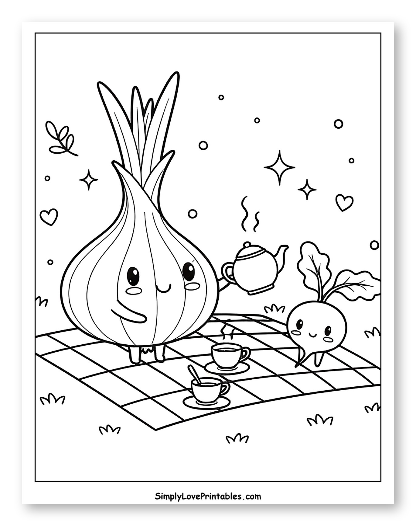 Cute Onion and Radish Picnic