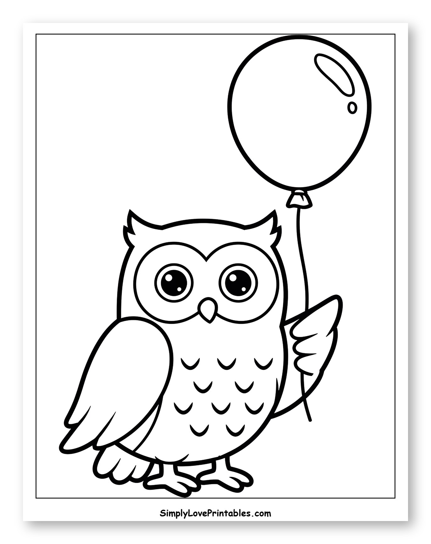 Cute Owl Holding a Balloon