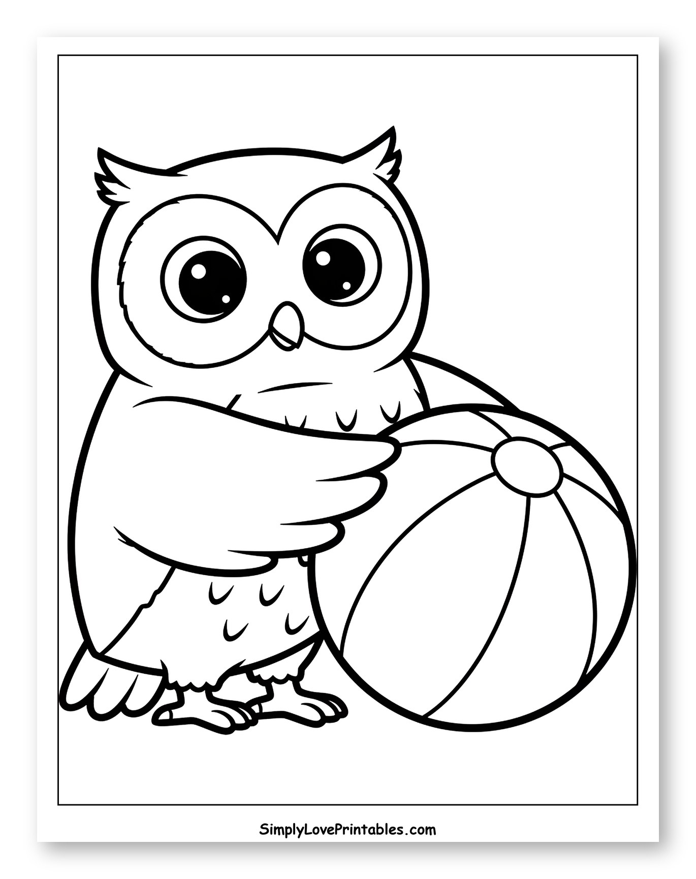 Cute Owl Holding a Beach Ball