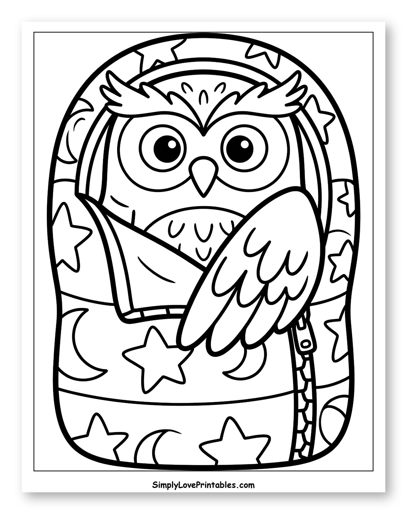 Cute Owl in Starry Moon Sleeping Bag