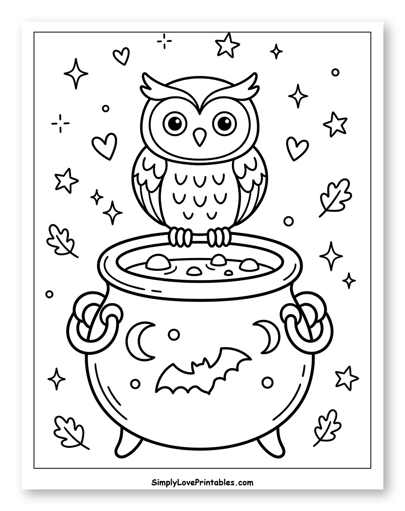 Cute Owl on a Halloween Cauldron