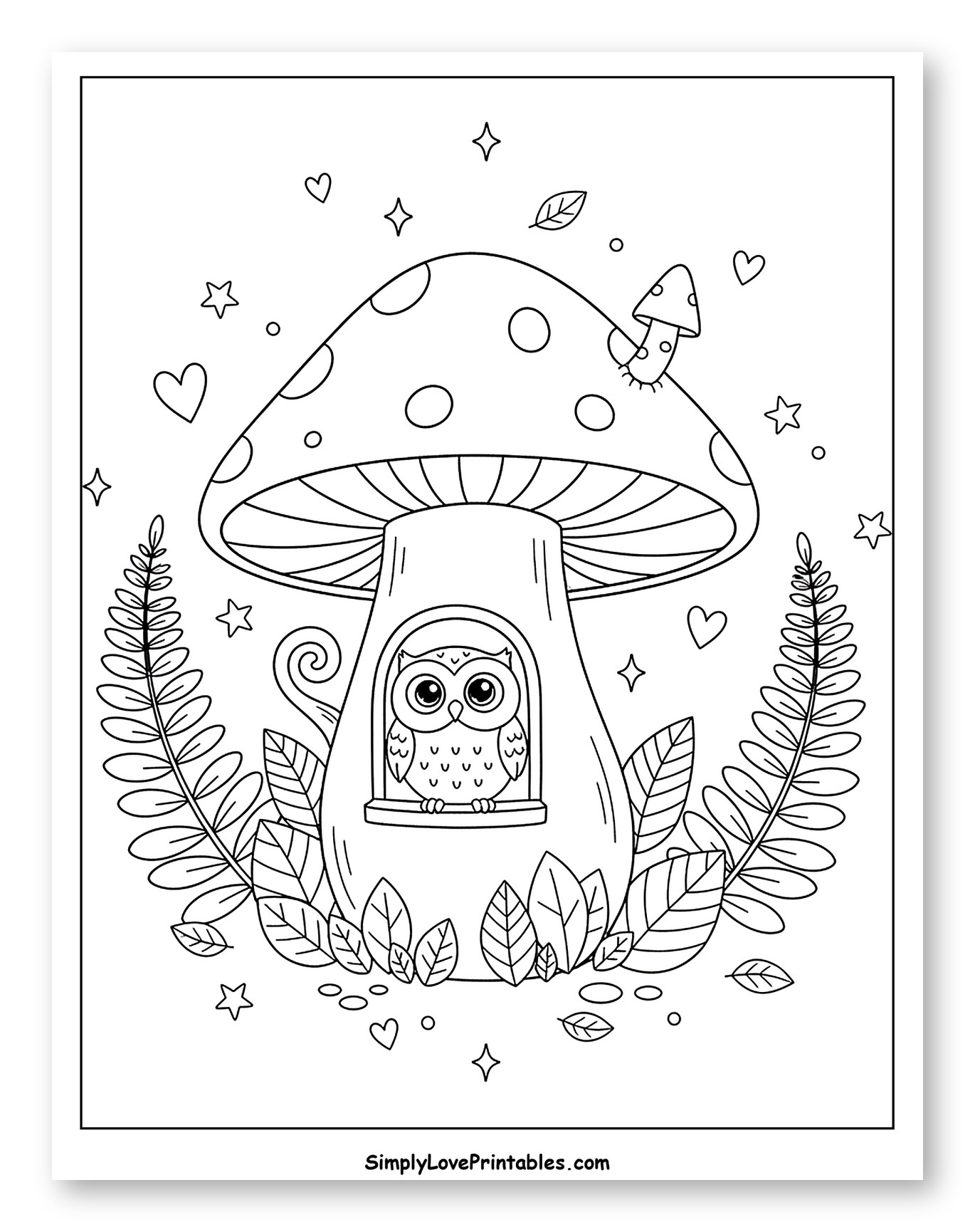 Cute Owl Peeking From a Mushroom House