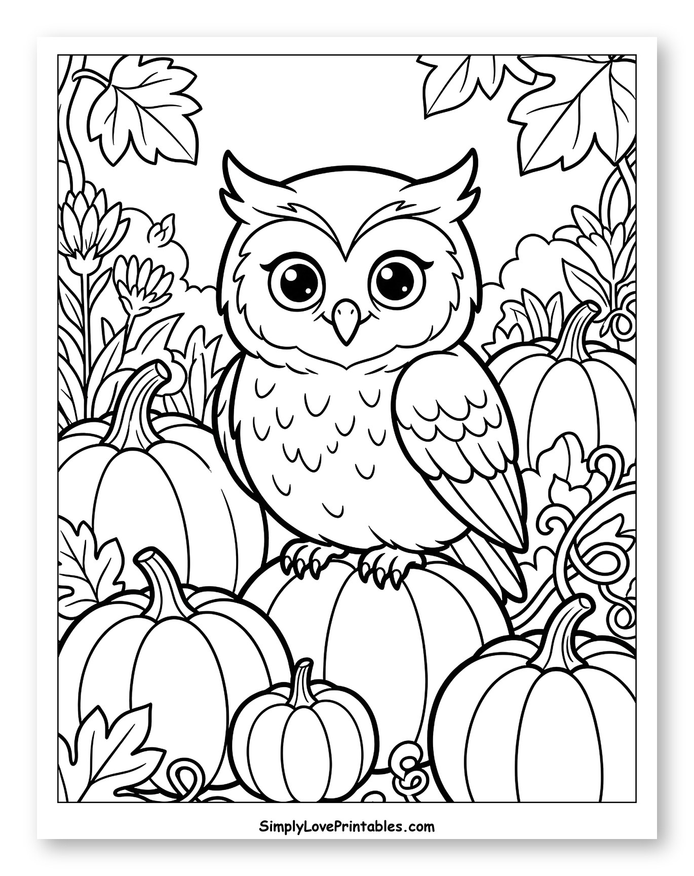 Cute Owl Perched in a Pumpkin Patch