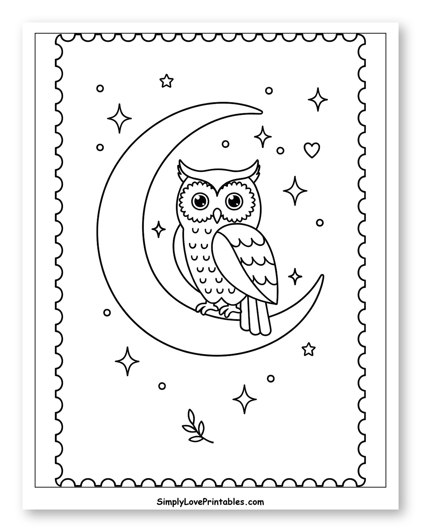 Cute Owl Sitting on Crescent Moon