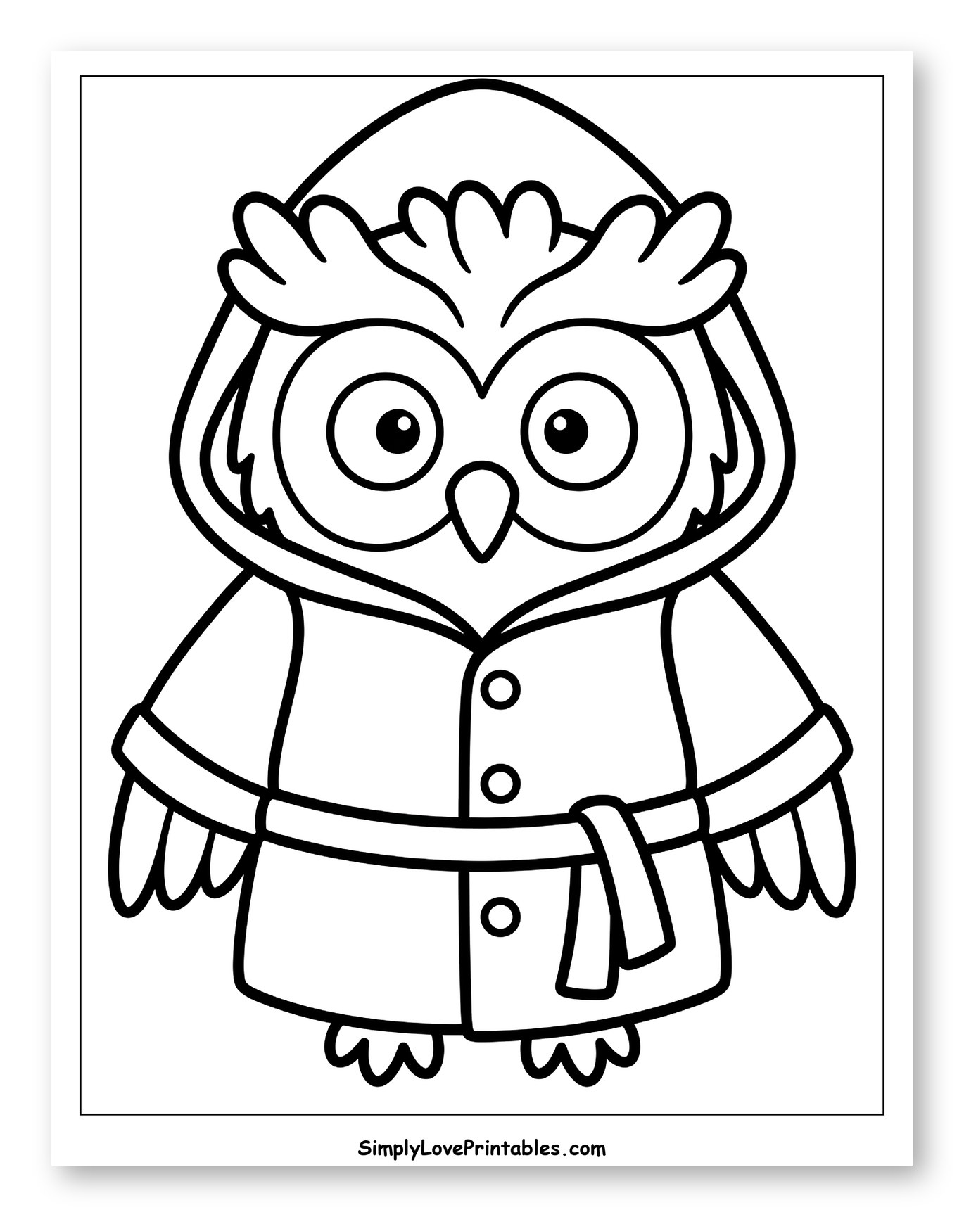 Cute Owl Wearing a Hooded Rain Jacket