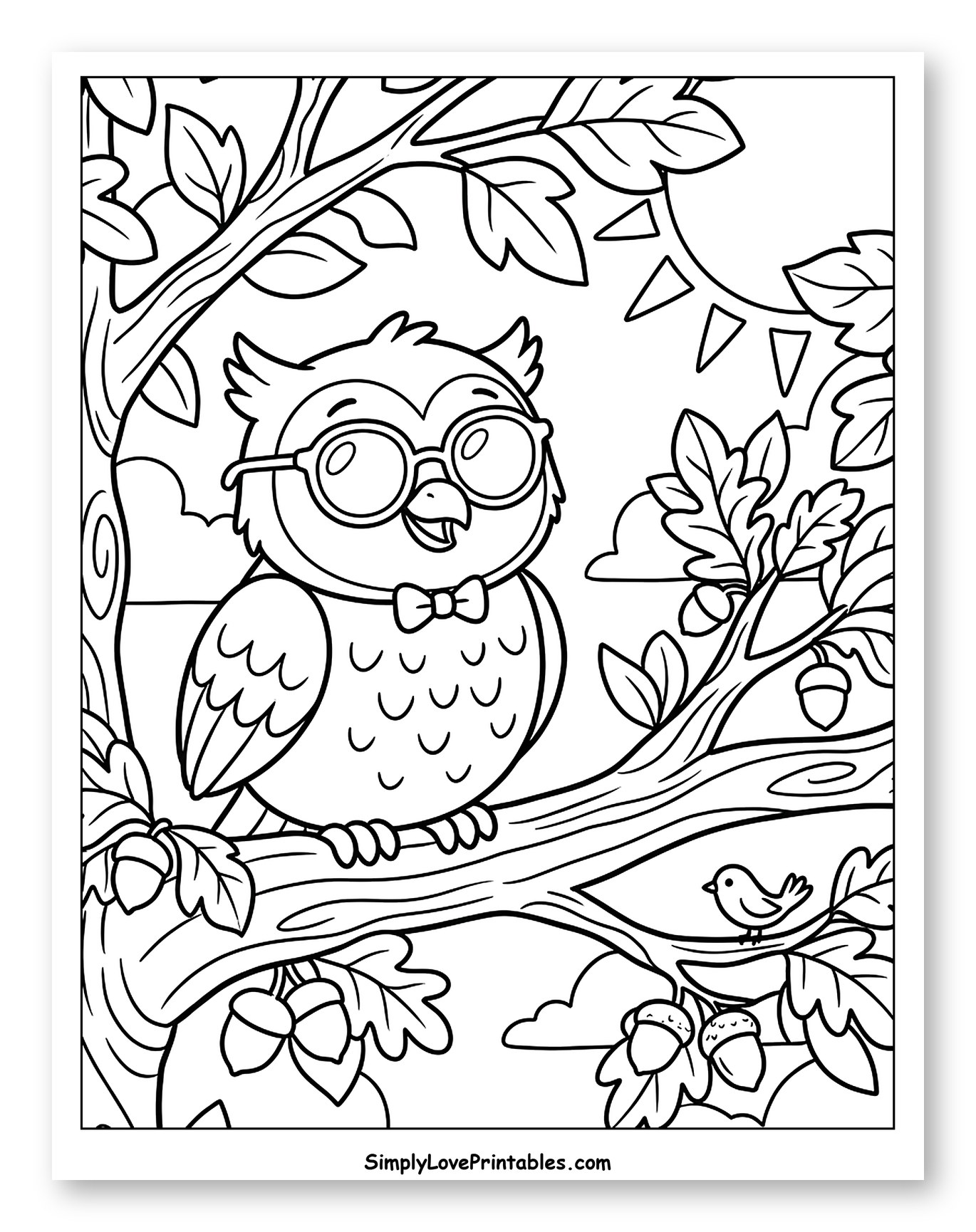 Cute Owl Wearing Glasses on Branch