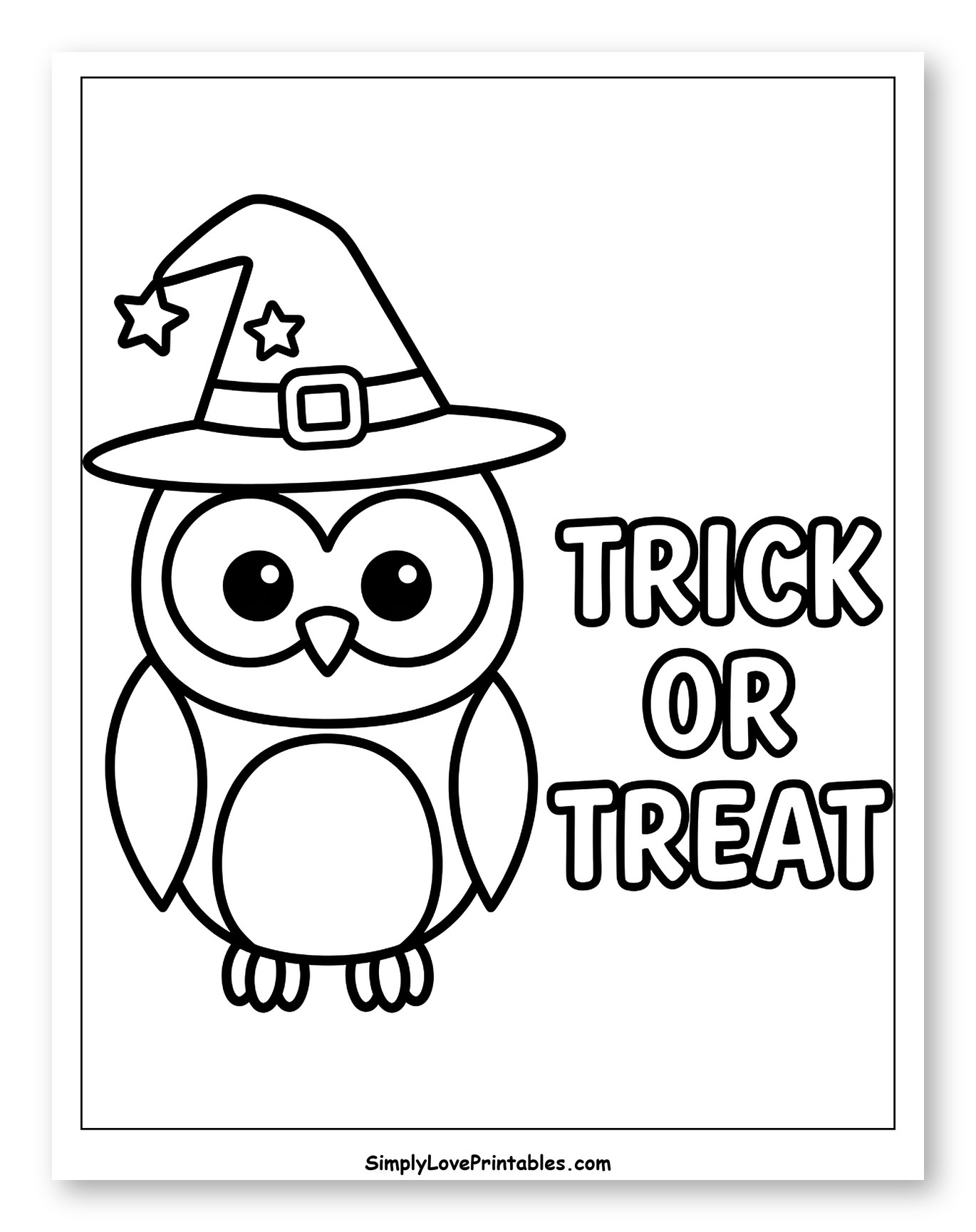Cute Owl Wearing Witch Hat Says Trick or Treat