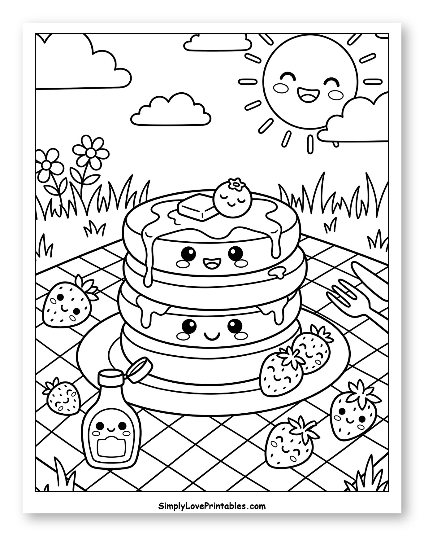 Cute Pancakes Picnic Under Sunny Sky