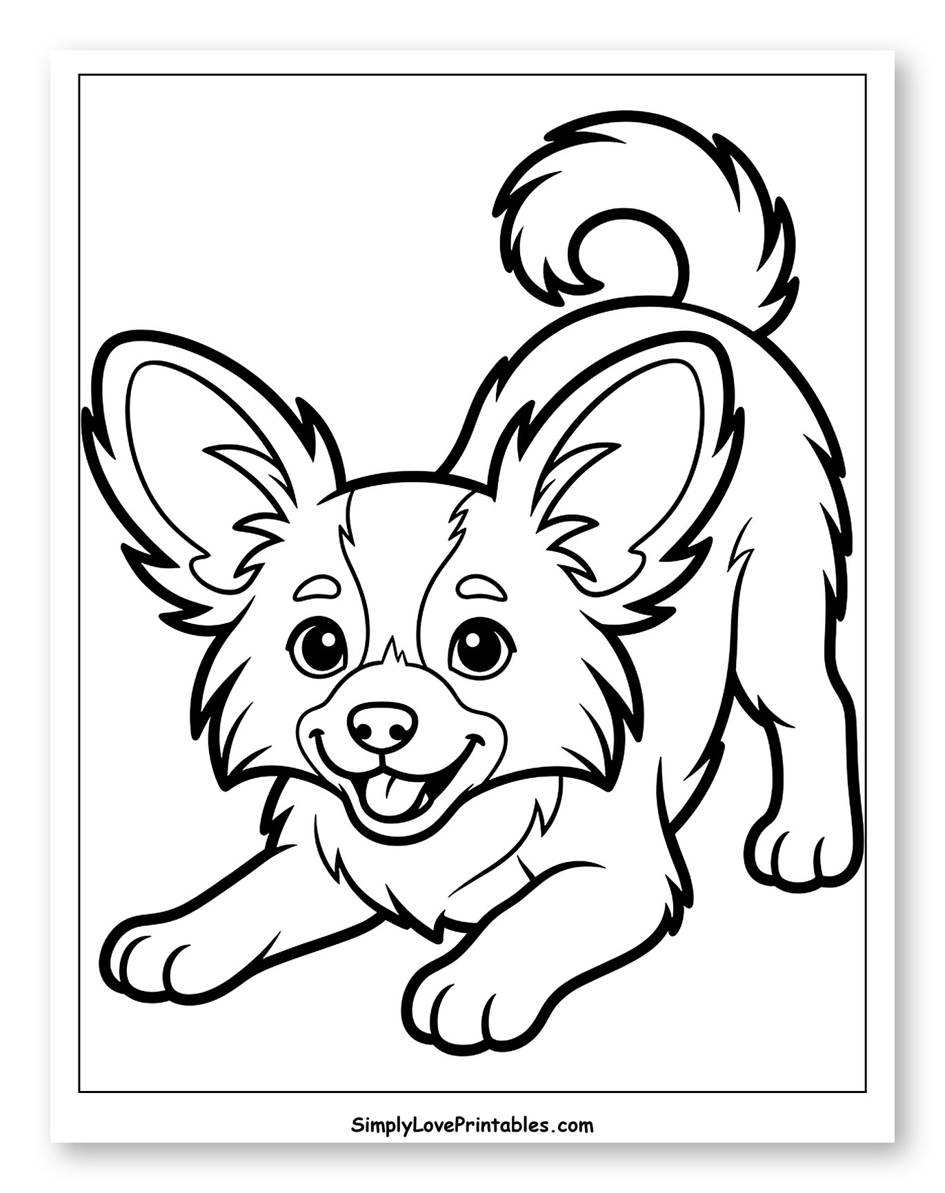 Cute Papillon Puppy in Playful Stance