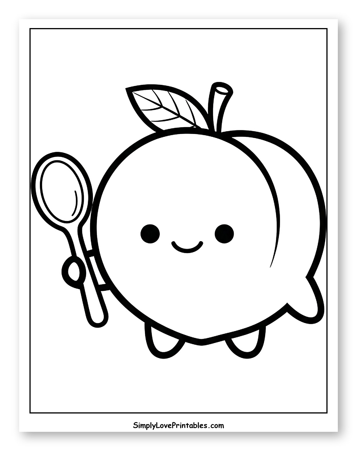 Cute Peach Holding a Spoon