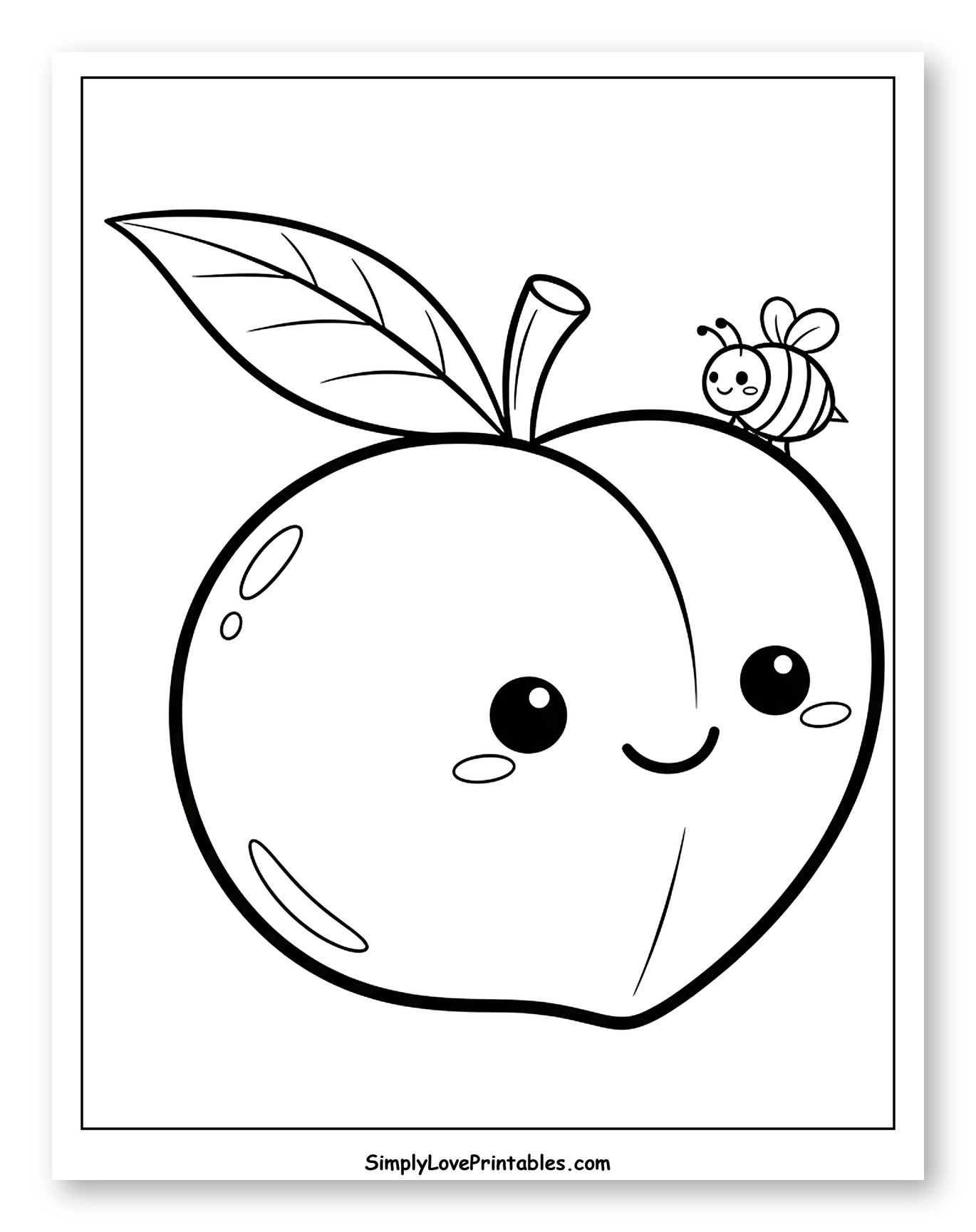 Cute Peach with a Little Bee