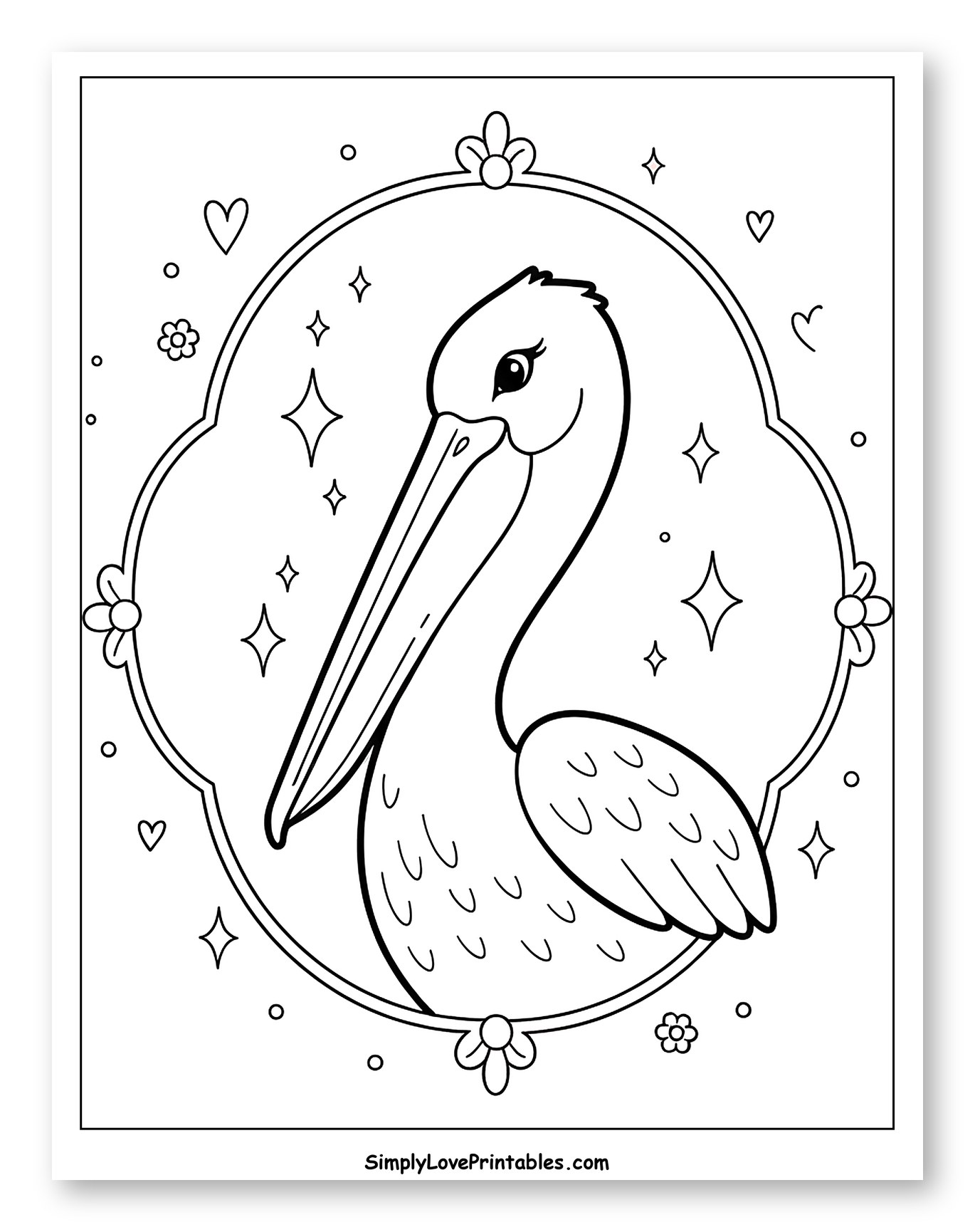 Cute Pelican in a Decorative Frame