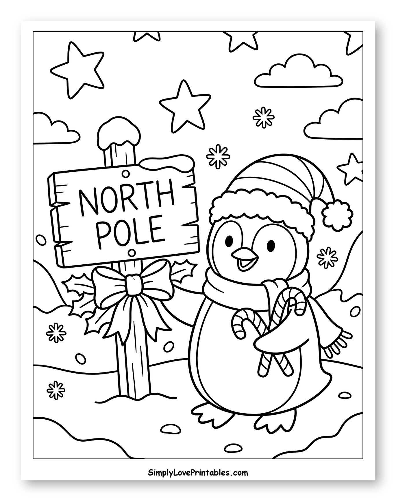 Cute Penguin by the North Pole Sign