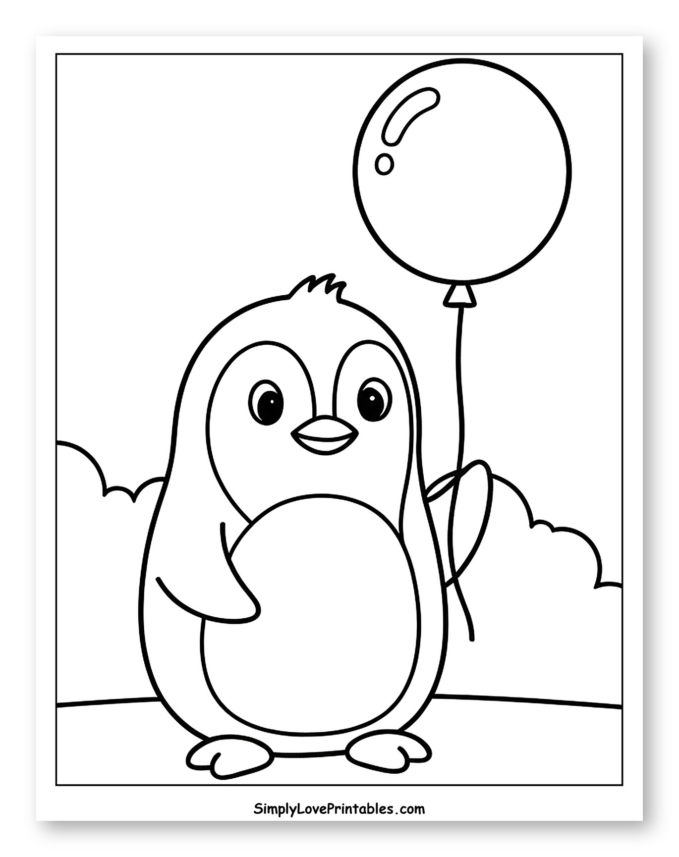 Cute Penguin Holding a Balloon