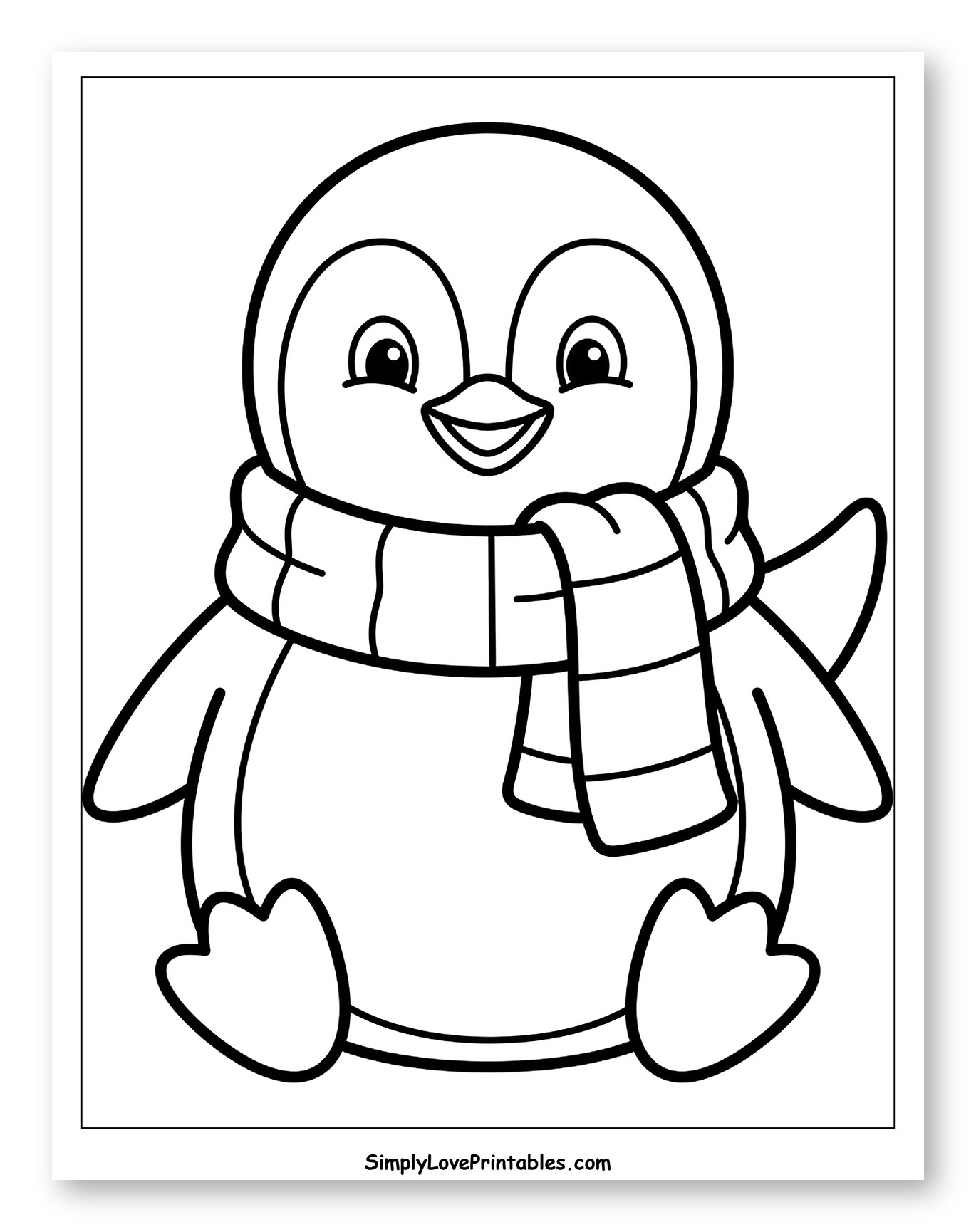 Cute Penguin Wearing a Striped Scarf