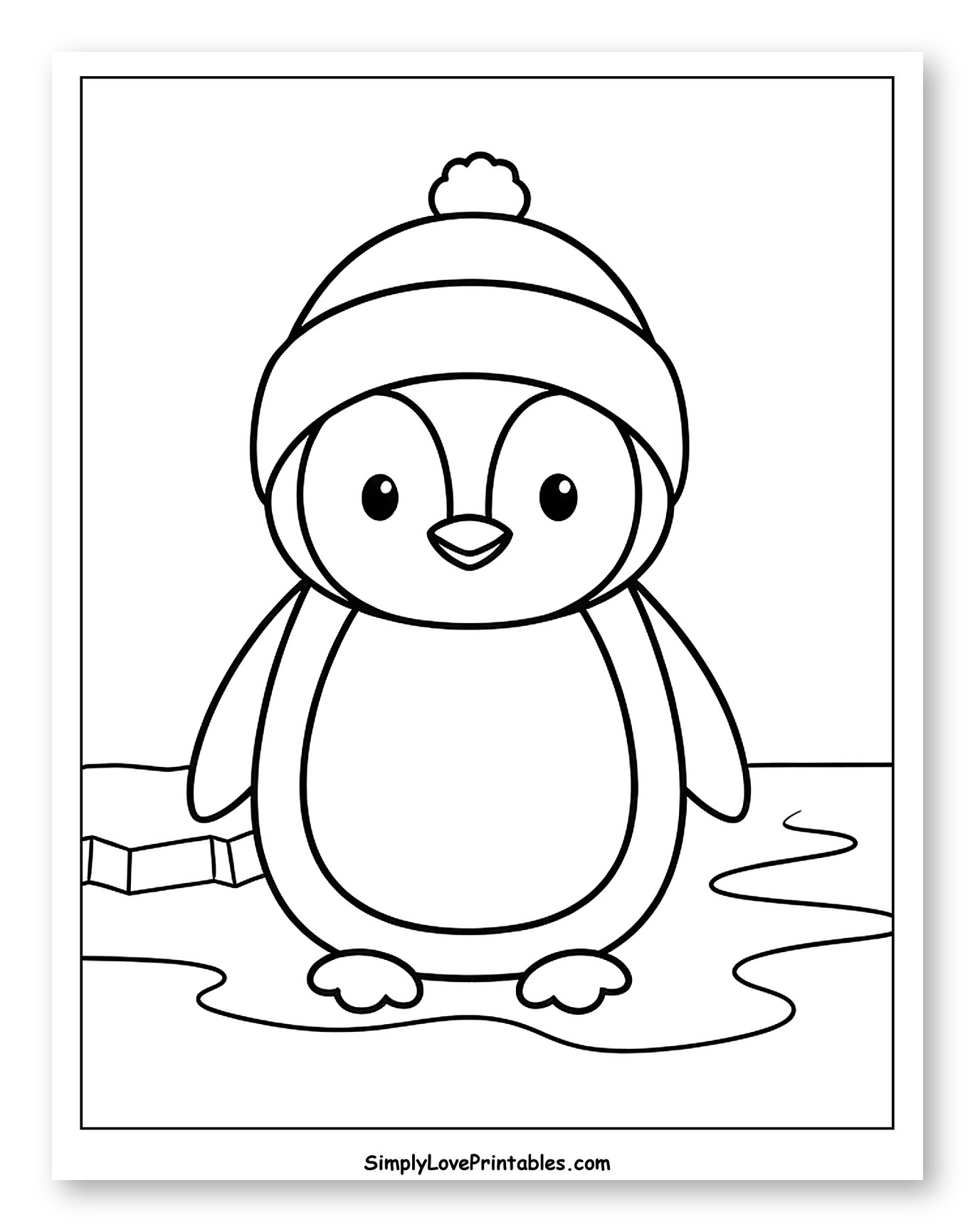 Cute Penguin Wearing a Winter Hat