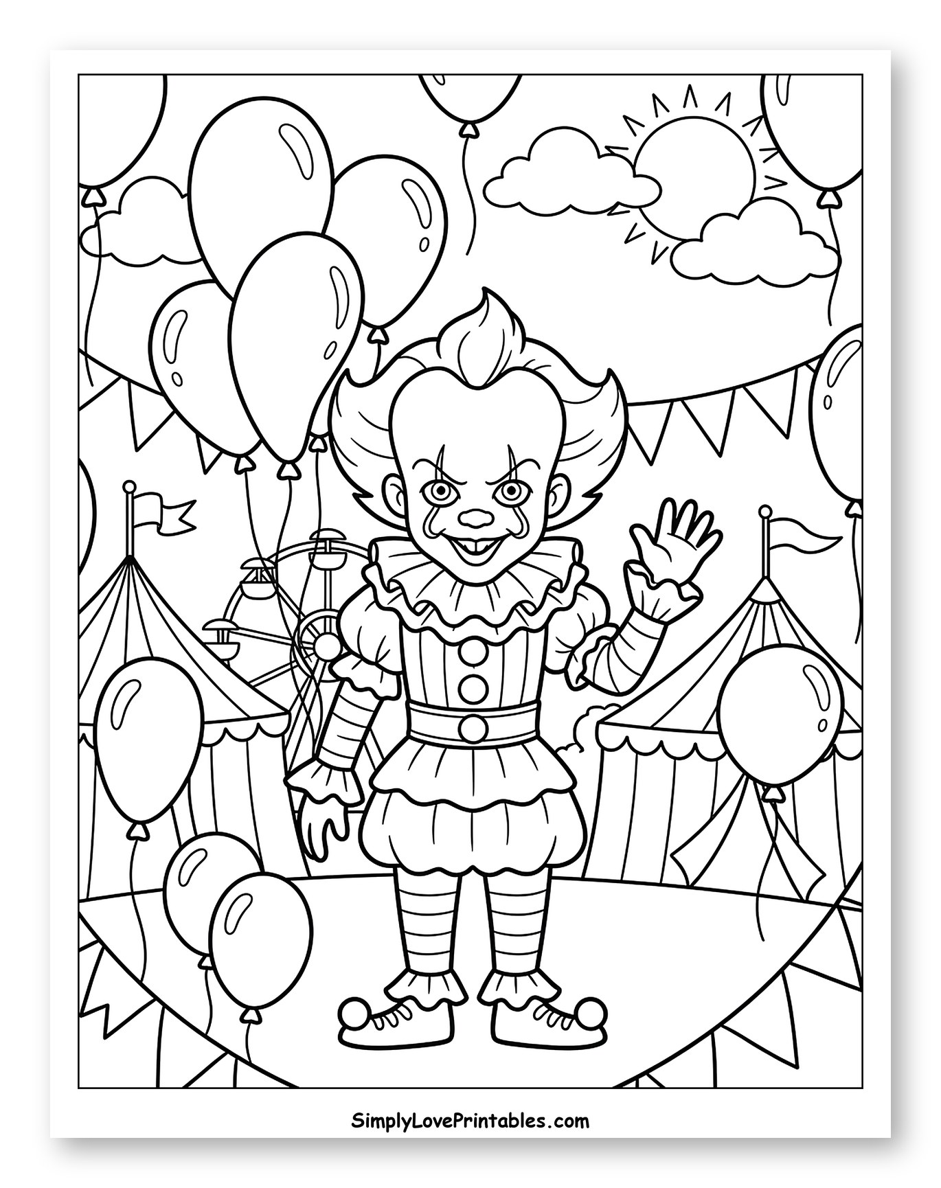 Cute Pennywise Clown at a Festive Carnival