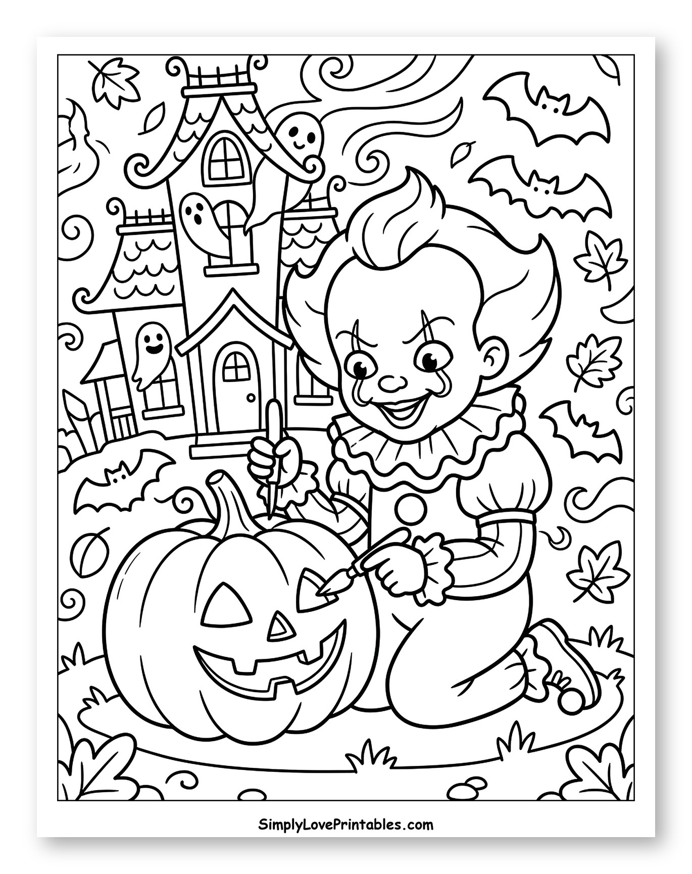 Cute Pennywise Clown Carving Halloween Pumpkin