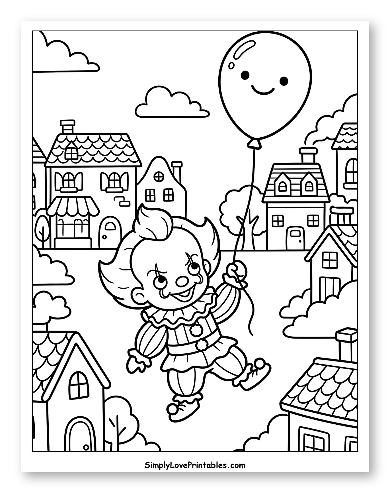Cute Pennywise Clown Floating with Balloon