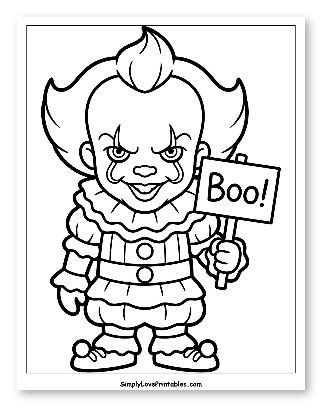 Cute Pennywise Clown Holding Boo Sign