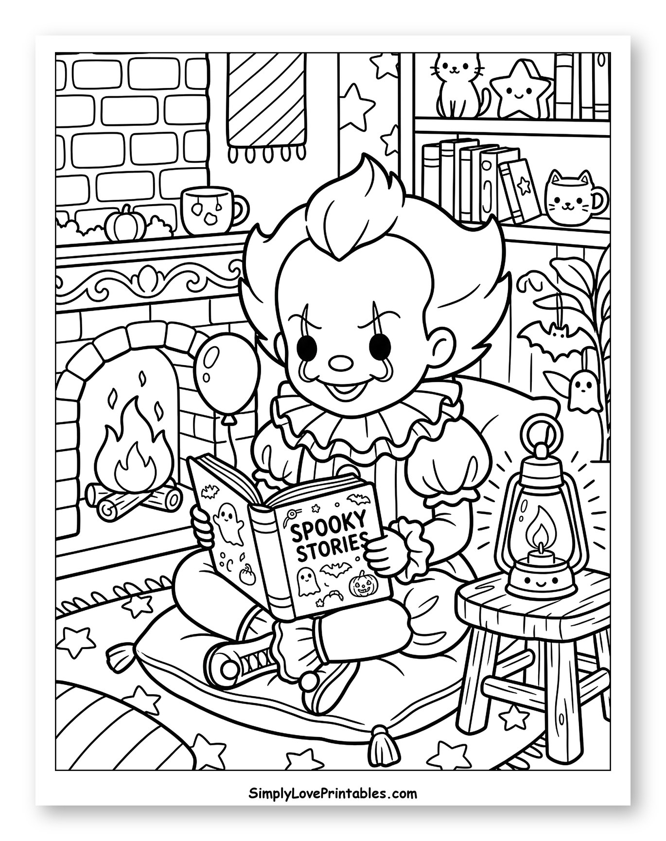 Cute Pennywise Reading Spooky Stories by Fireplace