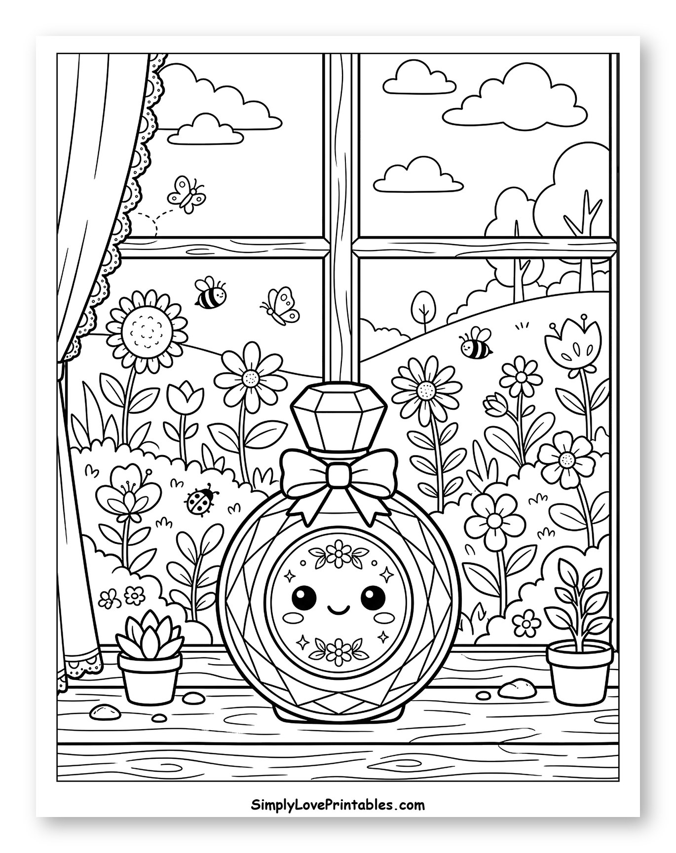 Cute Perfume Bottle on a Spring Windowsill