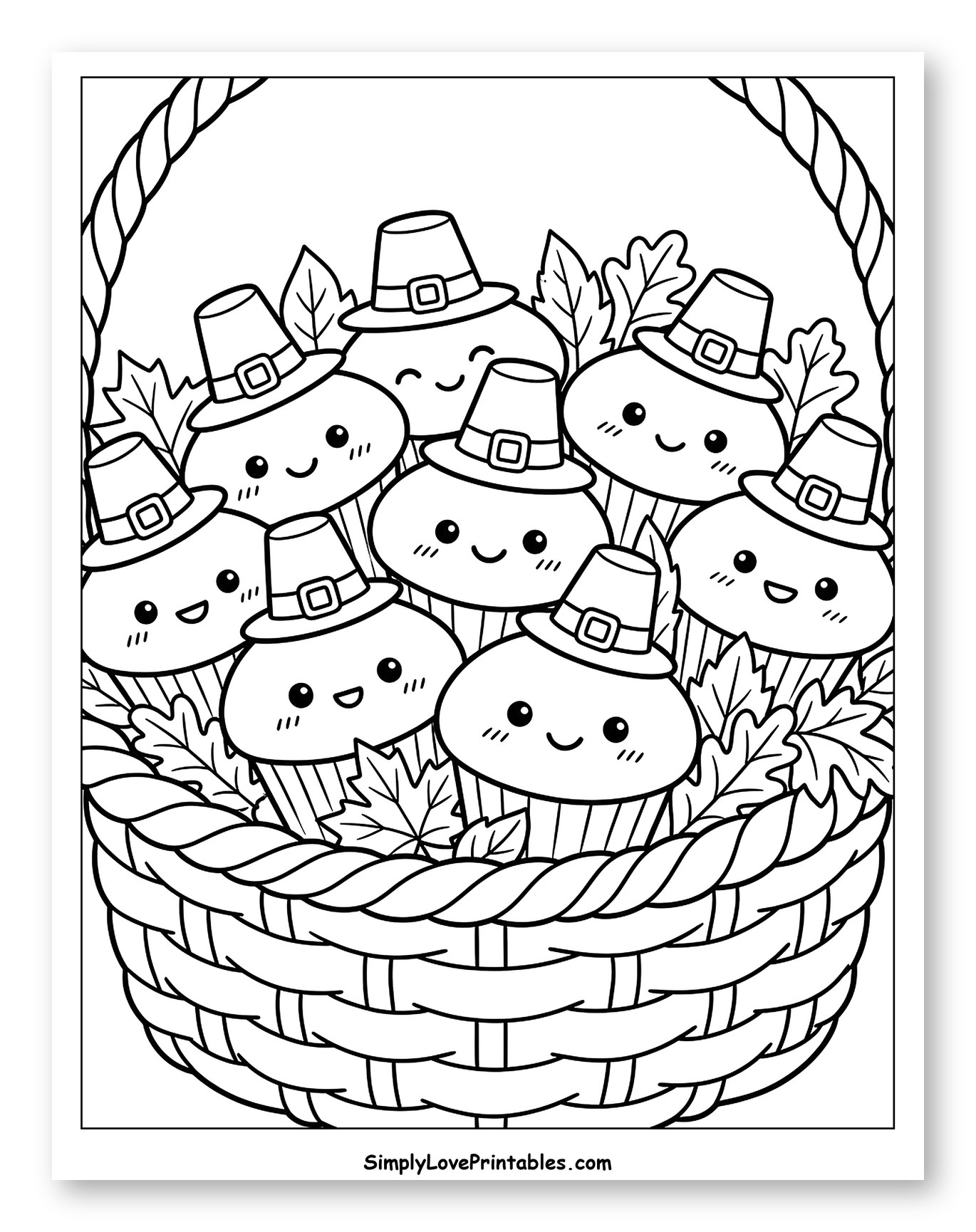 Cute Pilgrim Cupcakes in a Woven Basket
