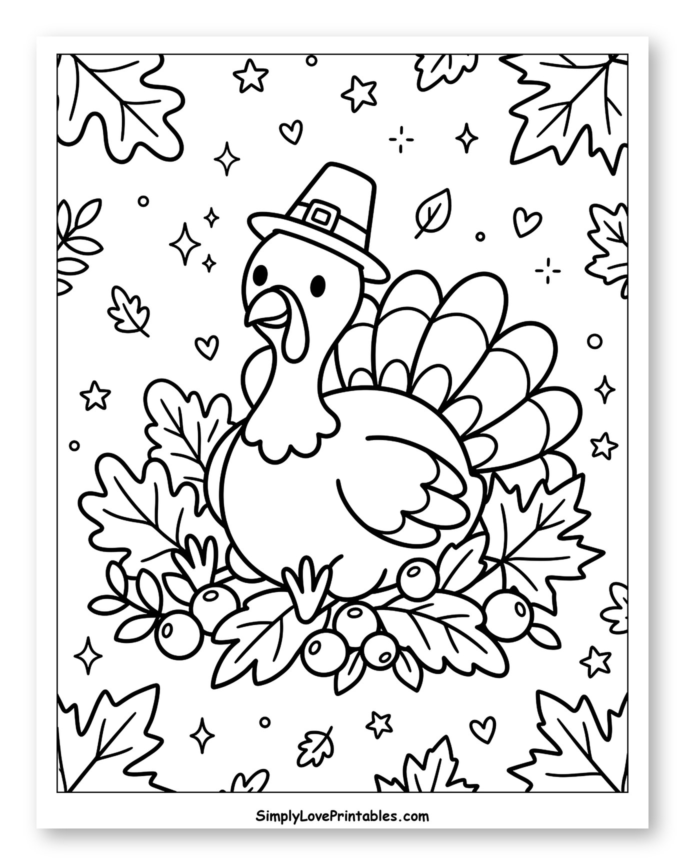 Cute Pilgrim Turkey Surrounded by Autumn Leaves