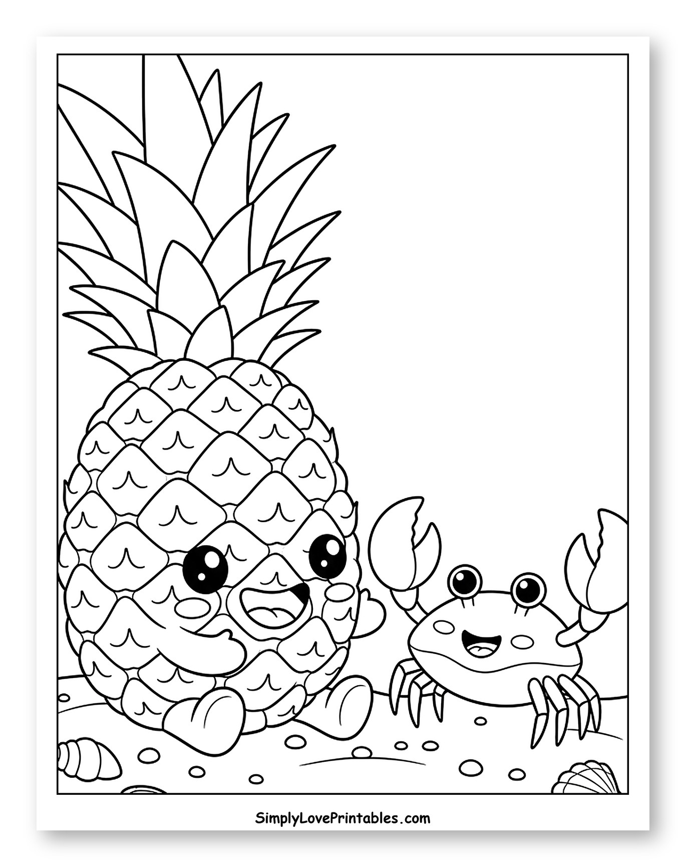 Cute Pineapple and Crab on the Beach