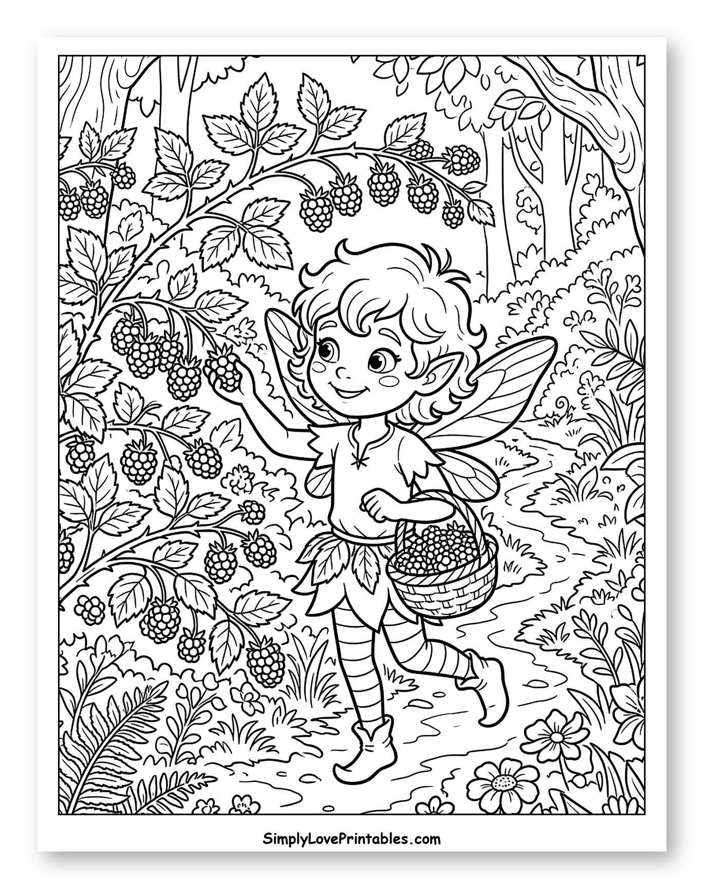 Cute Pixie Gathering Berries in the Forest