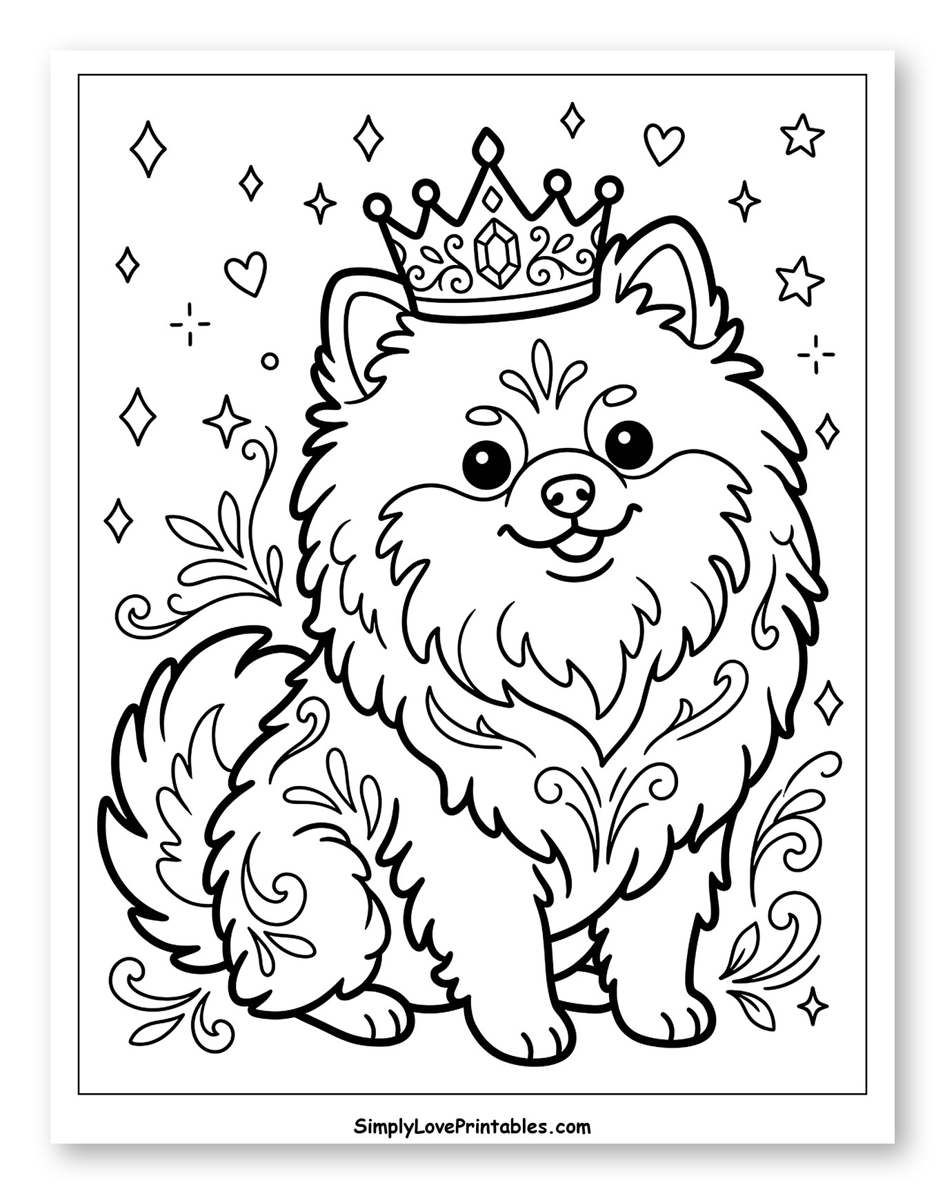 Cute Pomeranian Dog Wearing a Crown