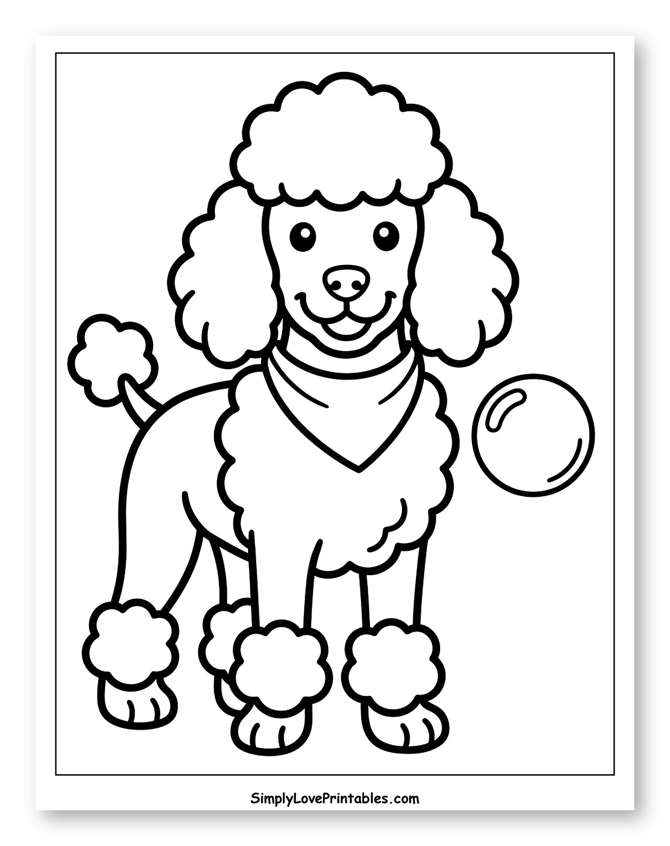 Cute Poodle Standing Beside a Ball