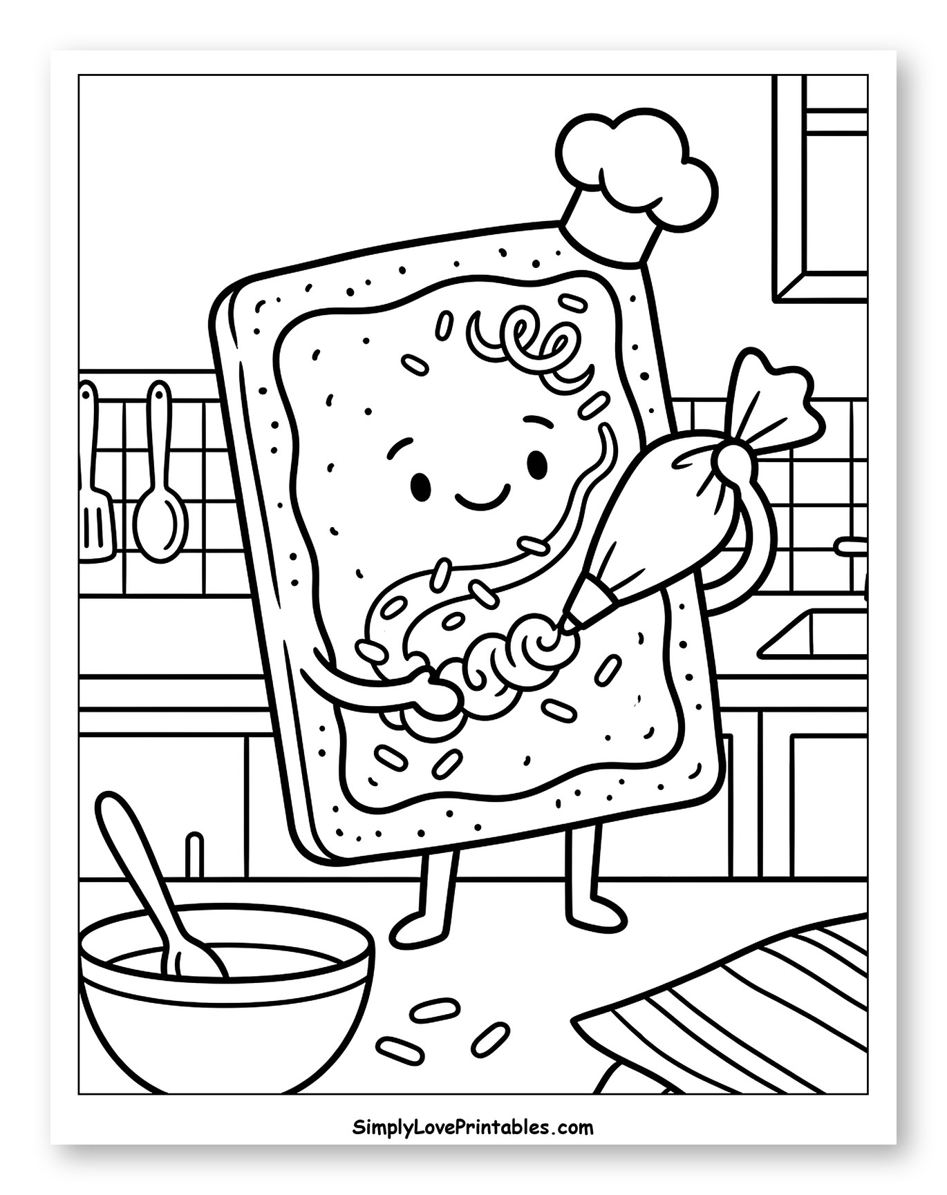 Cute Pop Tart Chef Decorating in Kitchen