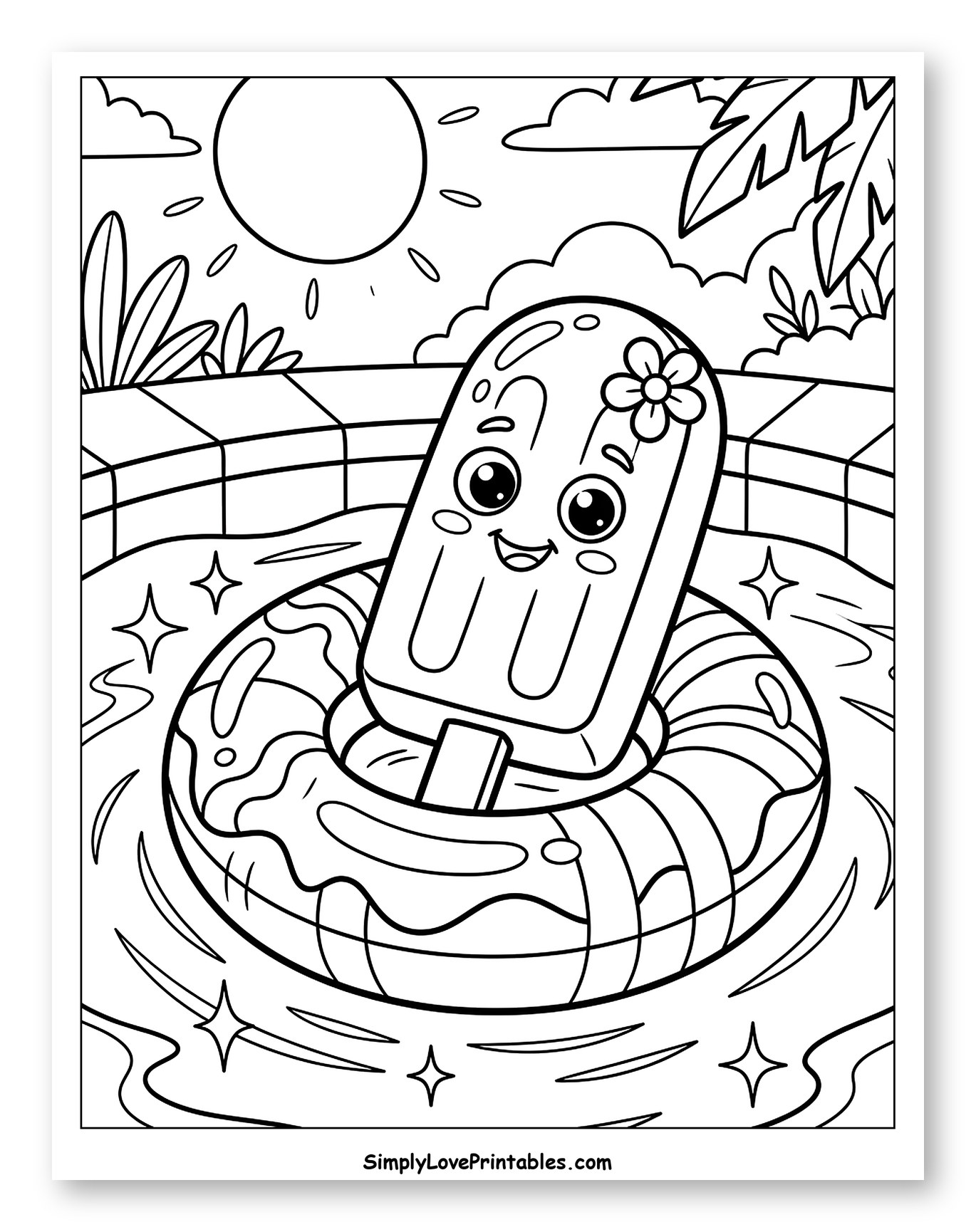 Cute Popsicle Floating in a Pool