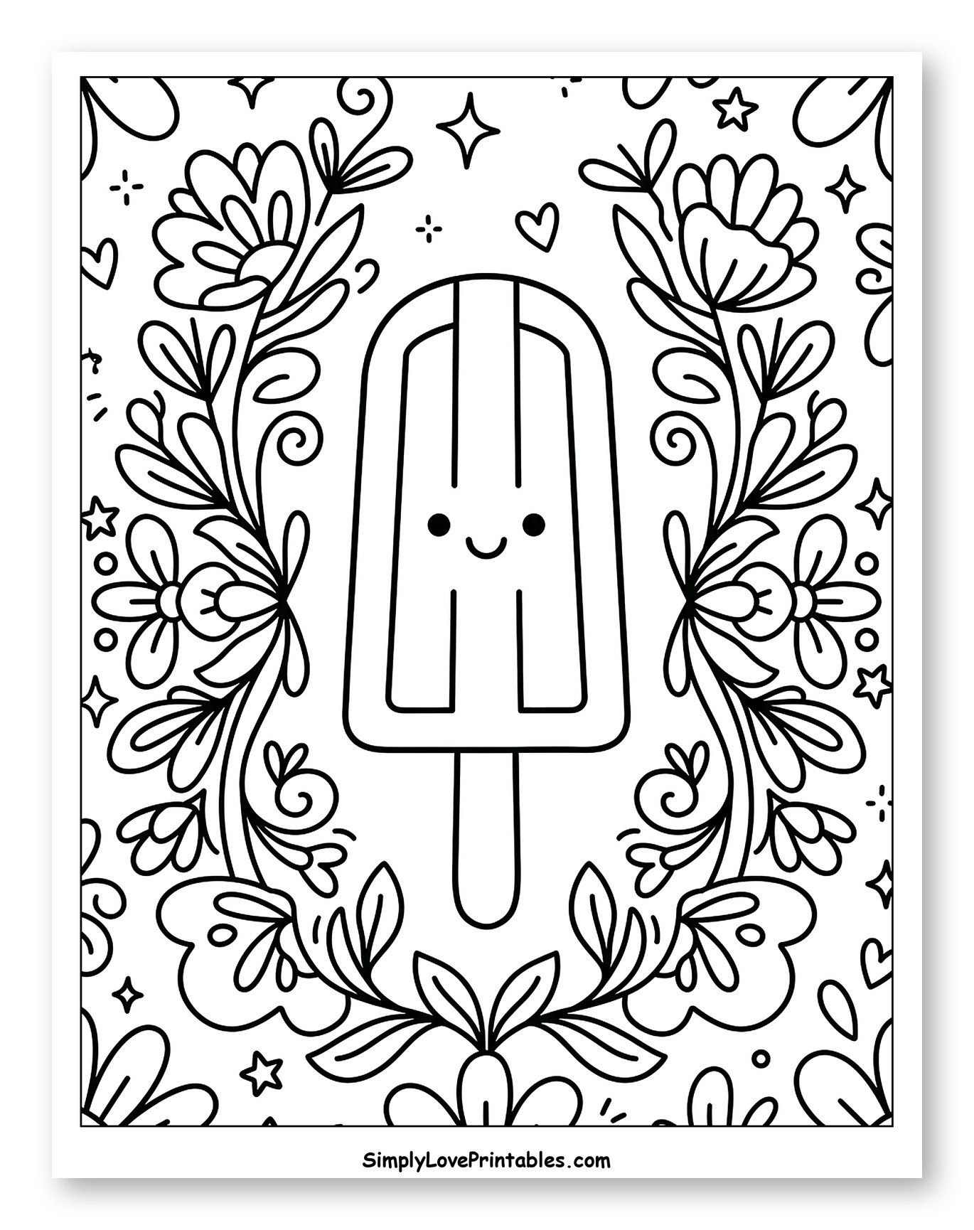 Cute Popsicle with Floral Frame